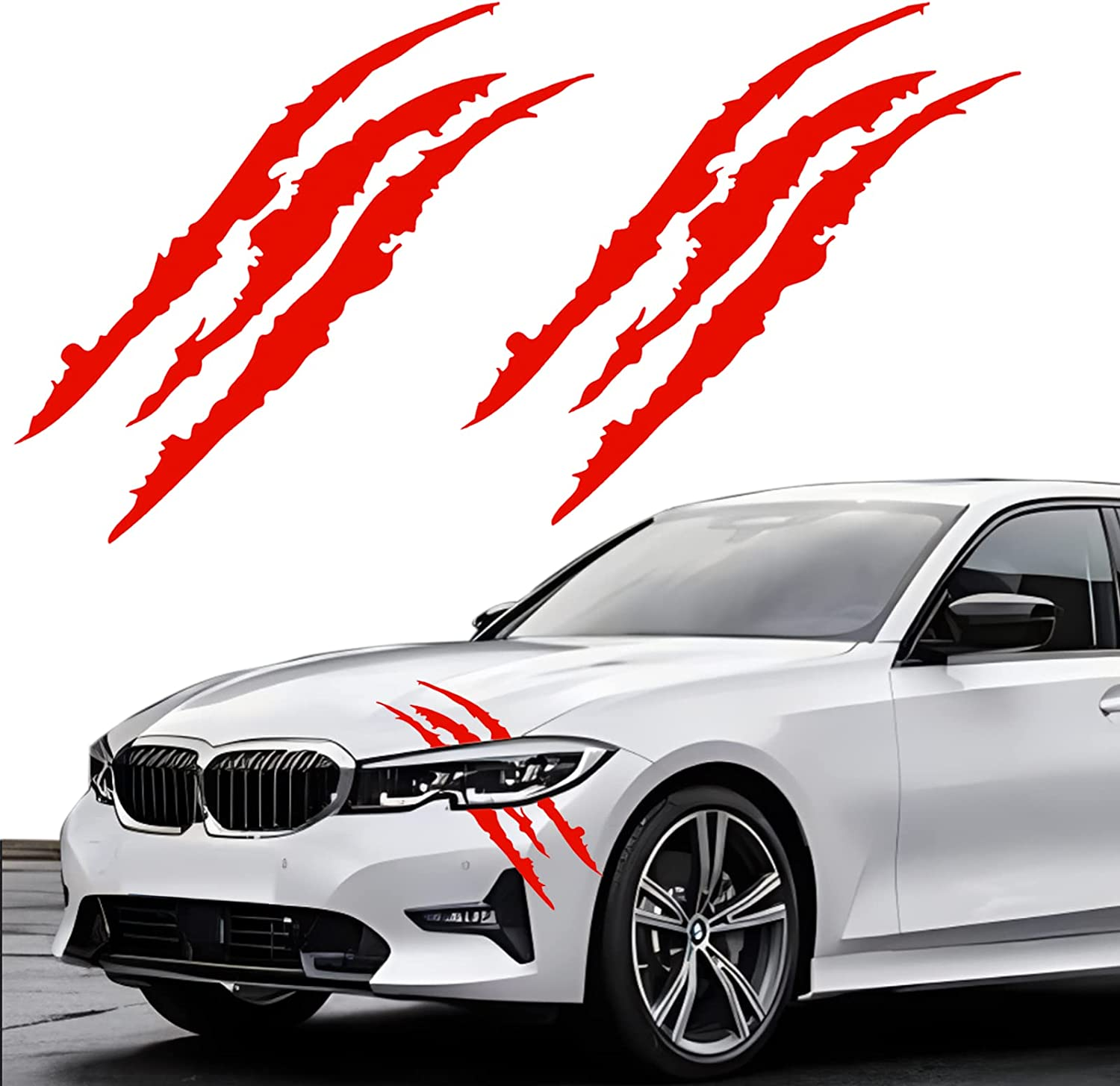 2PCS Claw Mark Decals for Cars,Headlight Car Sticker,Stripes Scratch Decal Vinyl for Sports Cars SUV Pickup Truck Window Motorcycles Ect (Red)