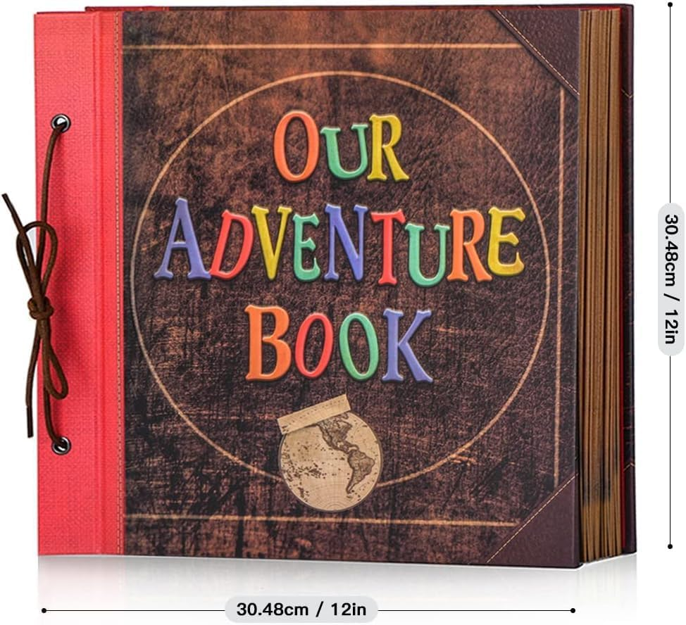 Our Adventure Book 12X12 Inch - Handmade Scrapbook Album for Travel, Wedding, Writing - 60 Pages DIY Memory Album - Perfect for Anniversary, Friends, Family, and Couple Gifts (12In-Adventure Book) - Brown image number 5