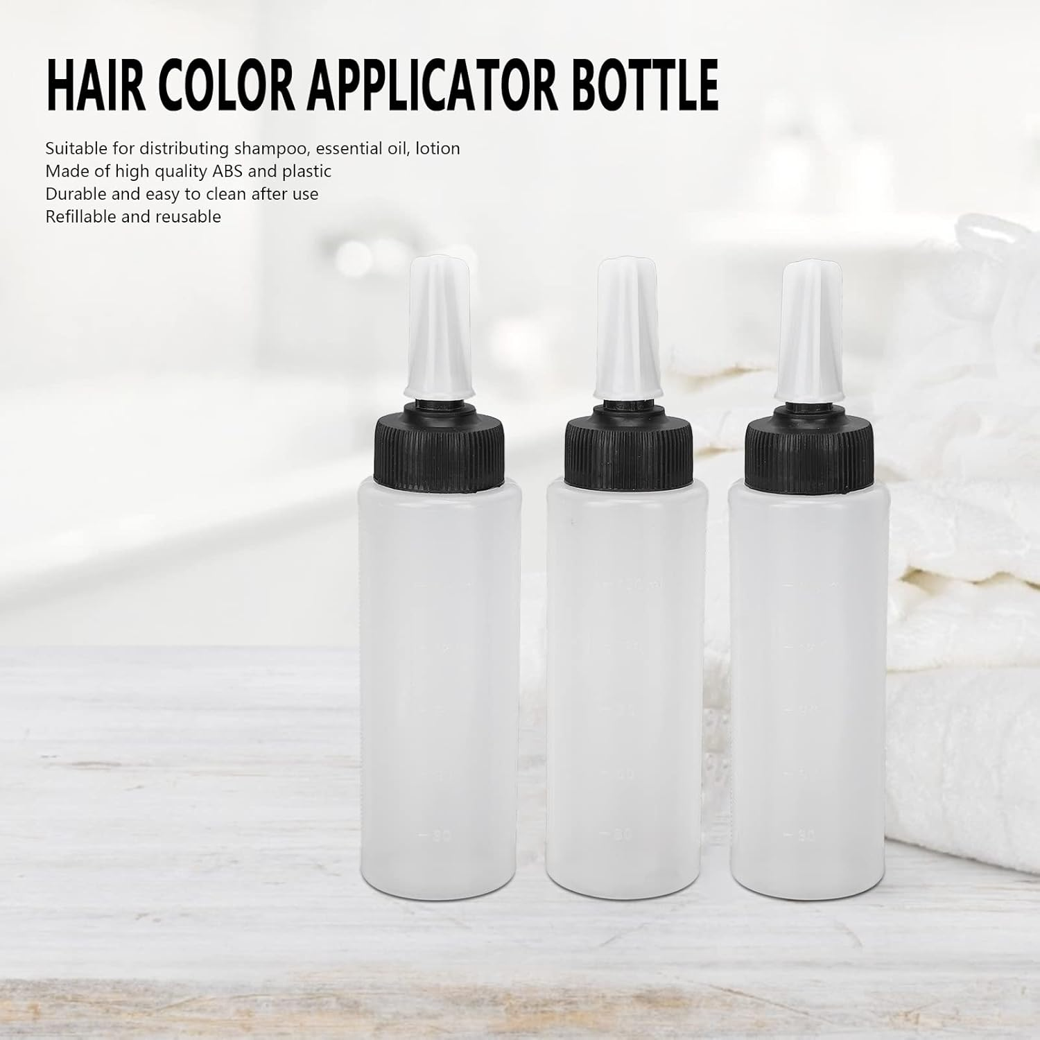 Empty Hair Applicator Bottle, Hair Color Shampoo Applicator Bottle, Refillable Hair Salon Squeeze Bottle with Cap, Empty Applicator Bottle, 3 Pack image number 2