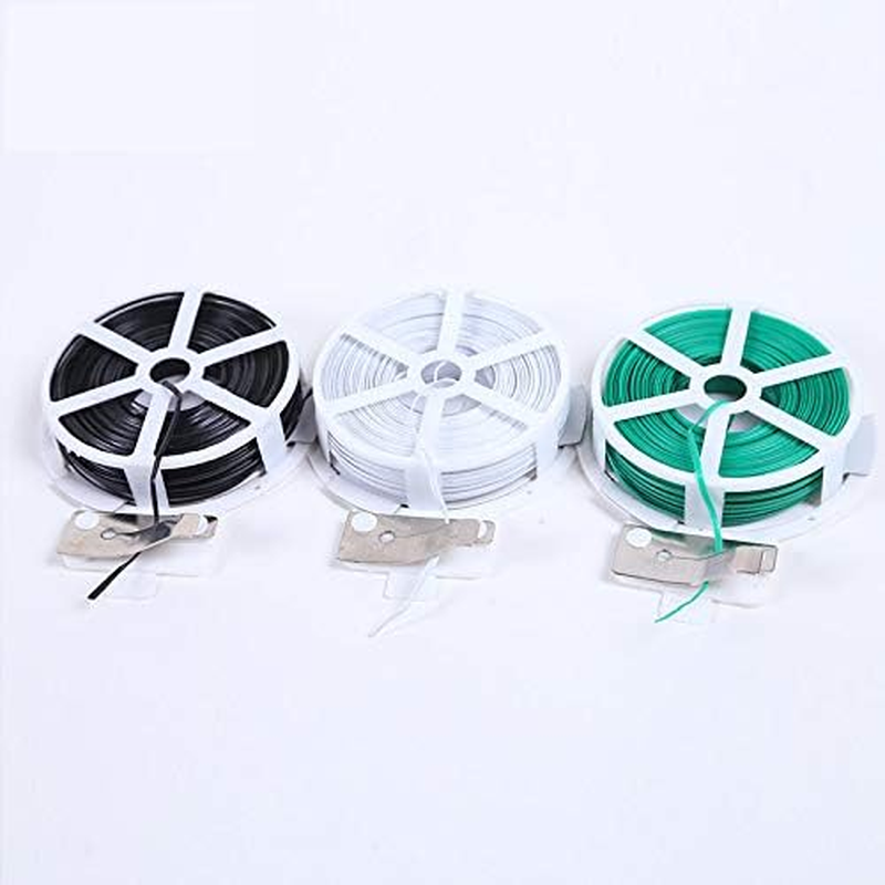 50/100M Green, White, Black Wire Roll Line Organizer Garden Plant Twist Cable Reel Tie with Cutter for Gardening, Home, Office