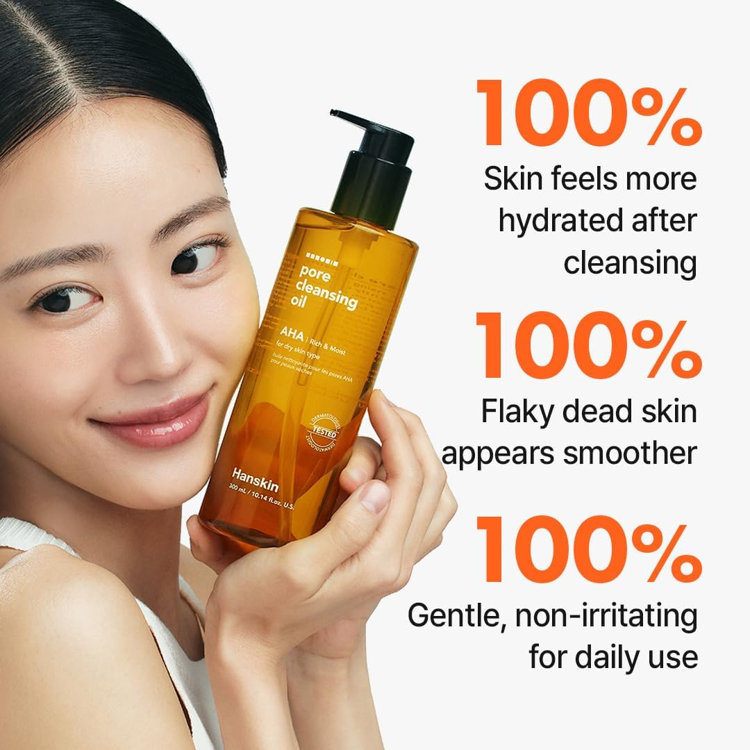 (AHA - for Dry Skin) - Hanskin Cleansing Oil Cleanser Blackhead Facial AHA Moisturiser Dry Skin Nature Organic (10.14 Fl.O.Z) (A Free Sample) (THANKYOU LABEL) (AHA - for Dry Skin) image number 3