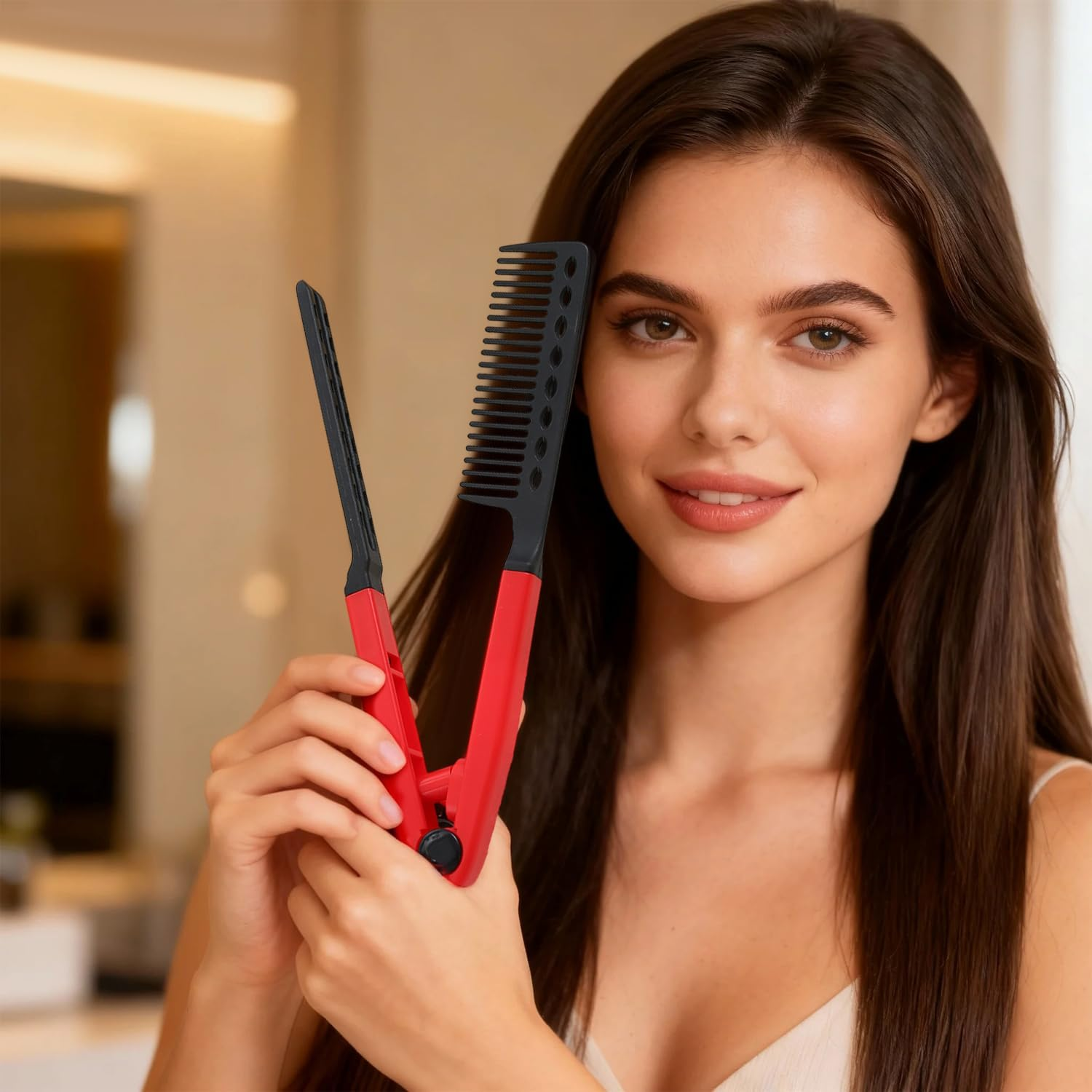 4 Pieces V Shape Straight Hair Comb, Hairstyle Finishing Tool, Fluffy Hair Root Artifact, Smooth Hair Rail Comb image number 1