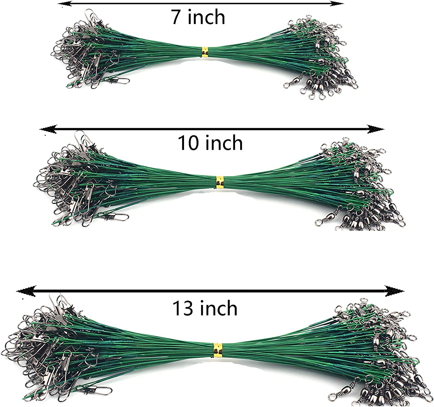 Yitaocity 60Pcs 3 Size Fishing Wire Leaders Nylon-Coated Fishing Line Wire Leaders with Swivels and Snaps Kits Connect Tackle Lures Rig image number 4