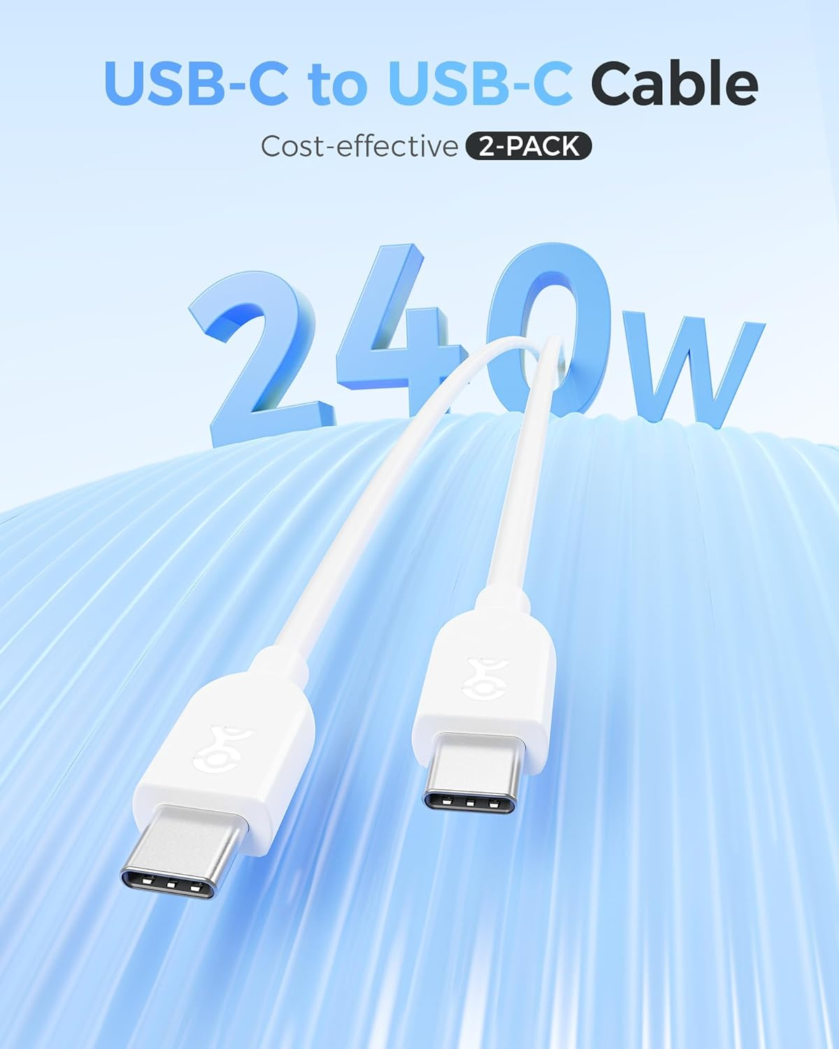 Cable Matters 2-Pack Extreme Soft 240W USB C Cable - 1.8M, Short USB C Charger Cable for [240W Charging, 480Mbps Data, No Video], Works with Macbook, Ipad Pro, Dell XPS, Surface Pro, White image number 3