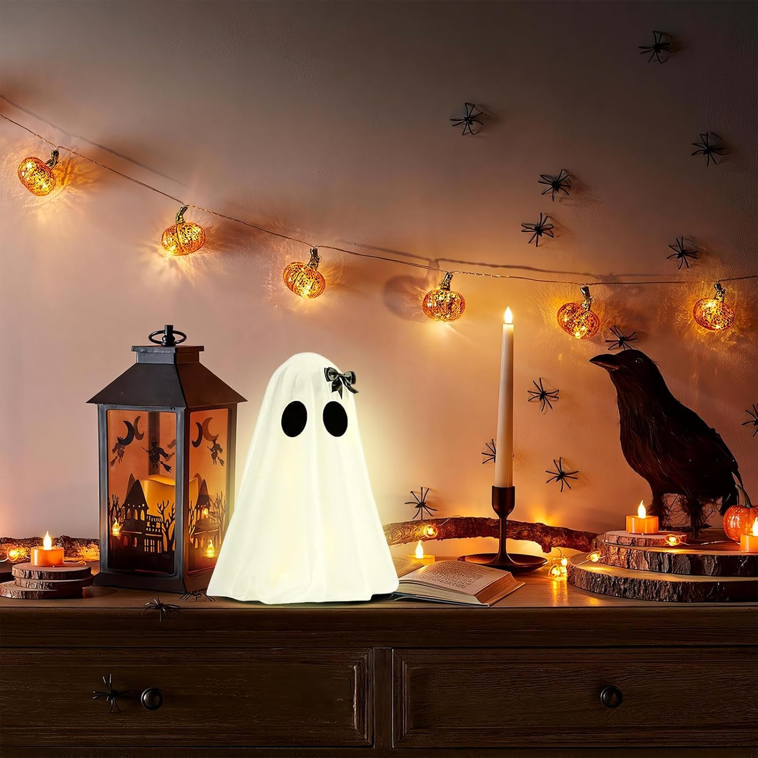 Ghost Light - Tabletop Light up Ghost,Battery Operated LED Lamp Scary for Mantel Tabletop Halloween Party Home Decoration image number 1