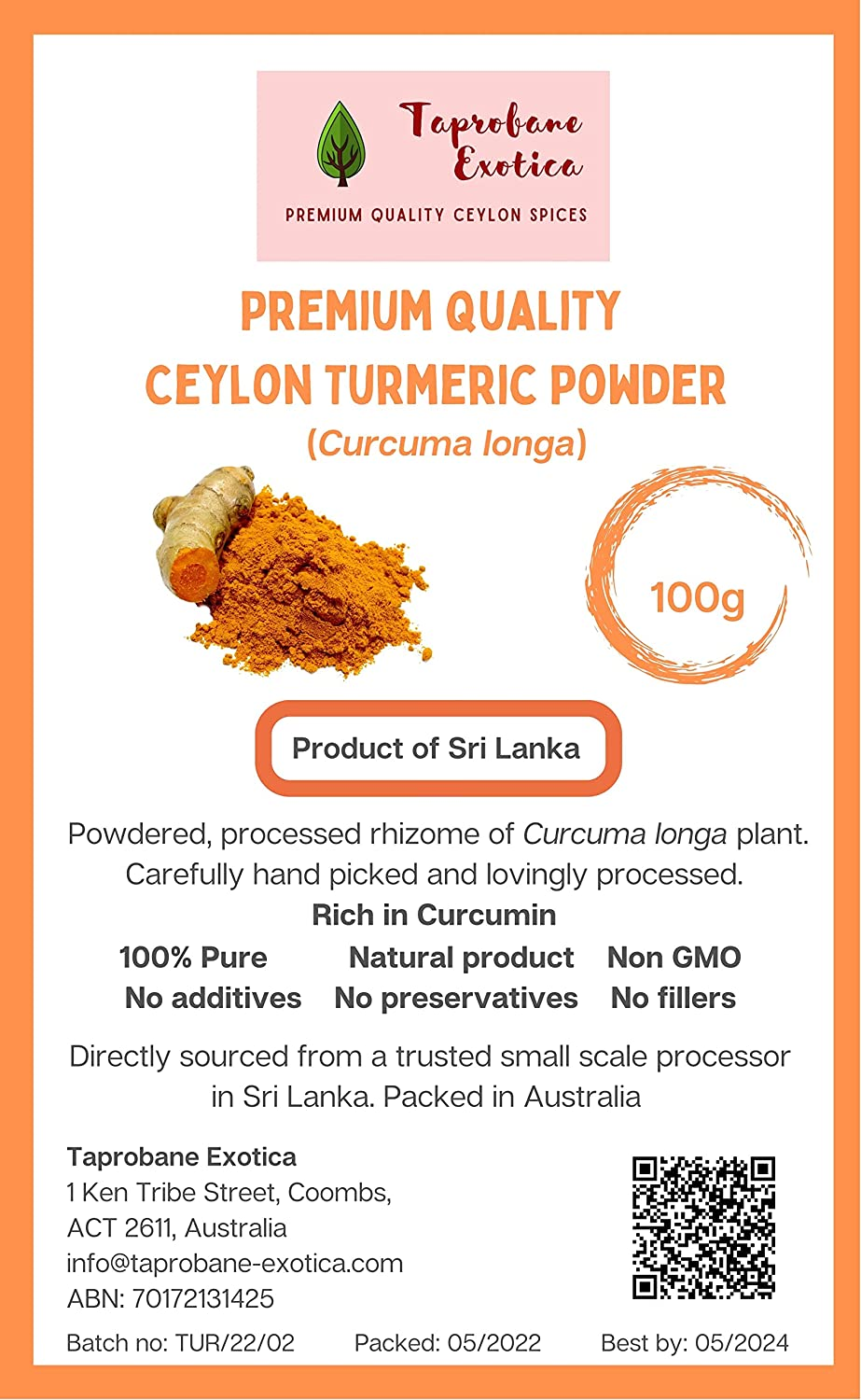 TAPROBANE EXOTICA Premium Quality Ceylon Turmeric Powder 100G in Resealable Pouch image number 6