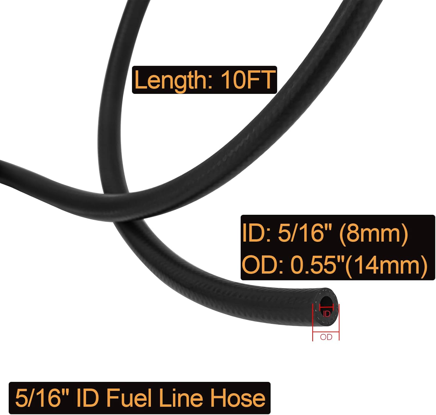5/16" ID Fuel Line Hose SAE 30R7, 150 Psi 10' Length Fuel Hose image number 4