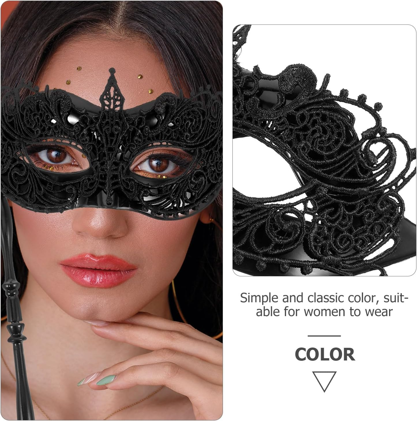 PACKOVE Masquerade with Stick Black Masquerade Masquerade Masquerade Ball Costume Masks image number 6