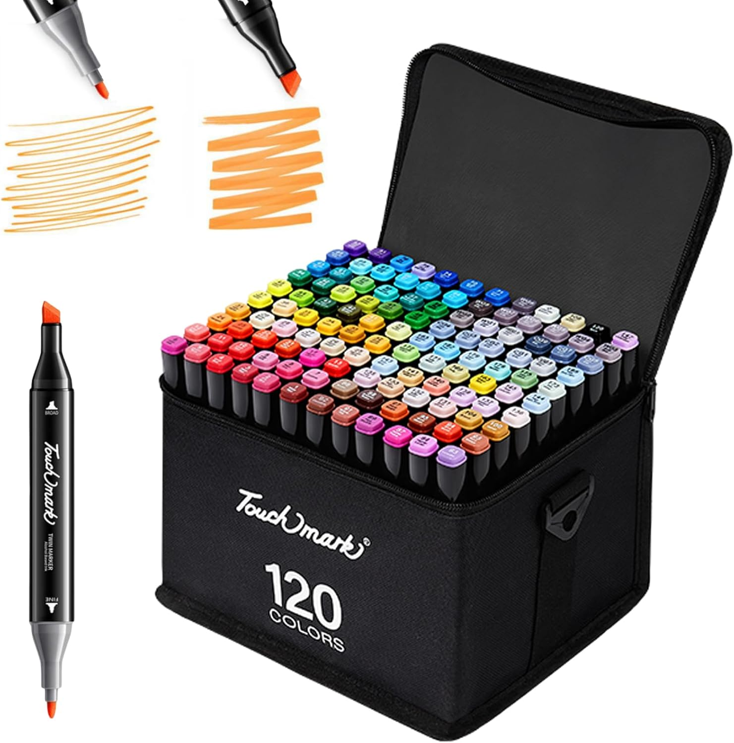 120 Colors Dual Tips Alcohol Markers, Art Markers Pens with Pen Holder, Permanent Sketch Markers Set for Kids Adults Coloring,Painting, Sketching, Illustrations (120) image number 4