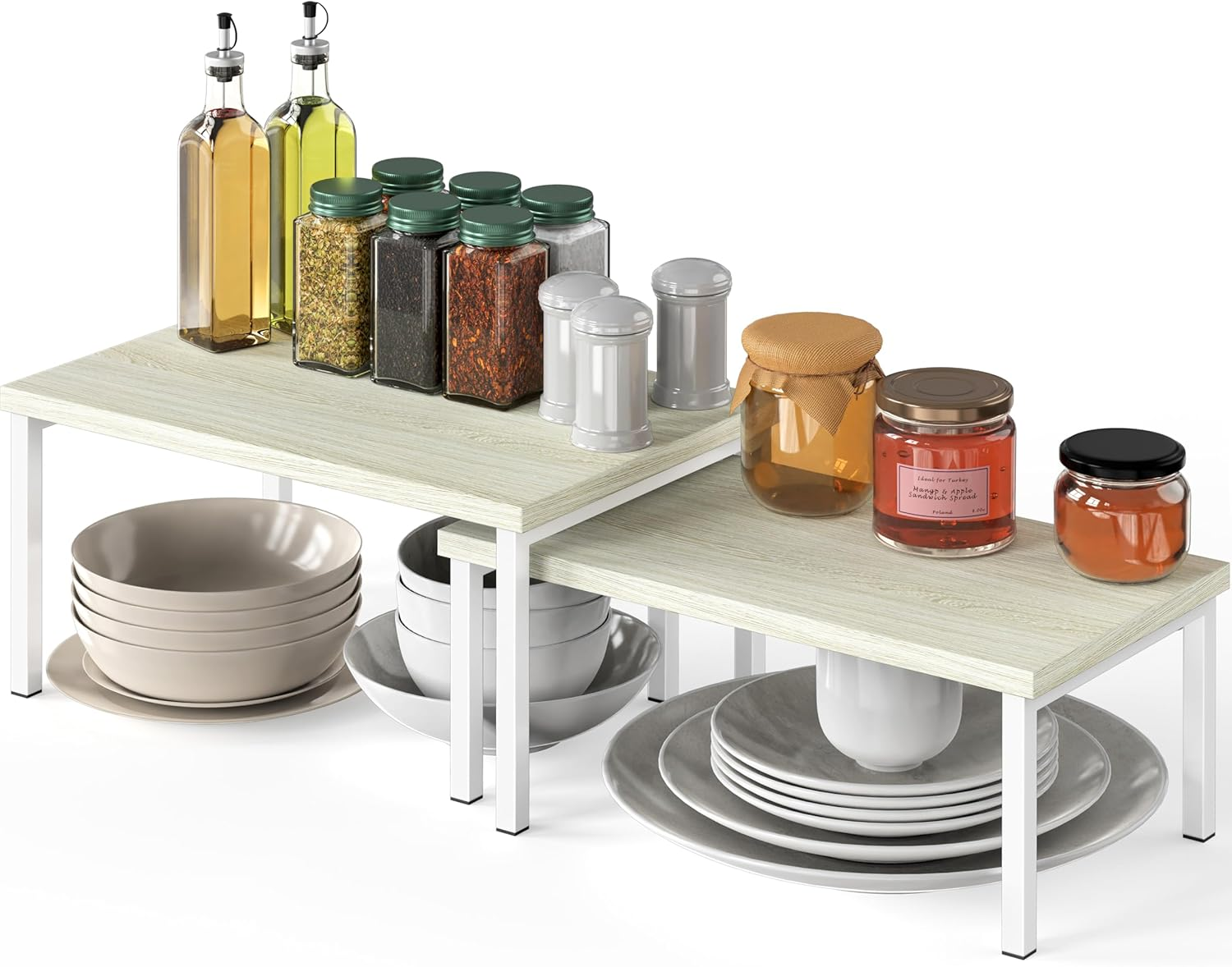 Simple Houseware Stackable Kitchen Counter Shelf, Set of 2, Rustic Brown