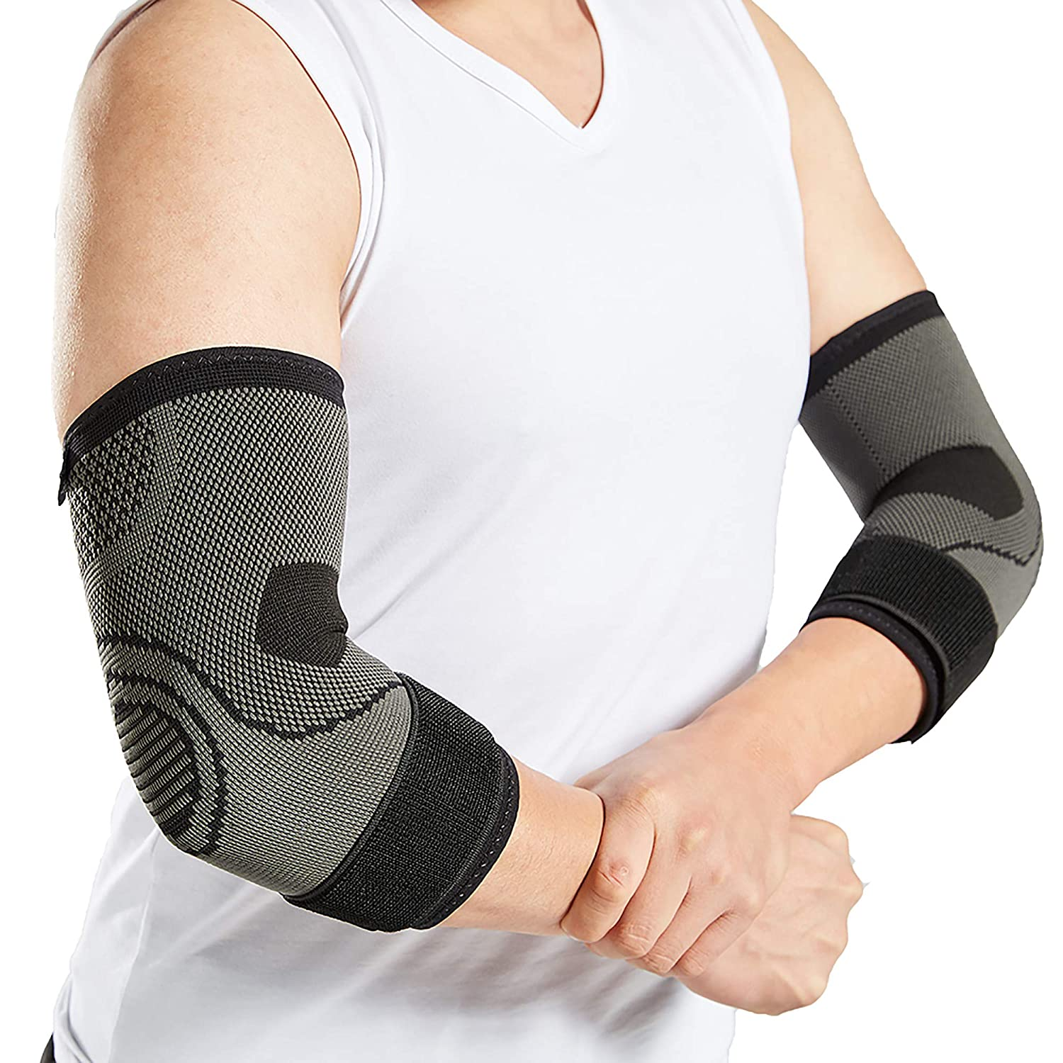 Elbow Brace with Strap for Tendonitis 2 Pack, Tennis Elbow Compression Sleeves, Golf Elbow Treatment (Large) image number 5
