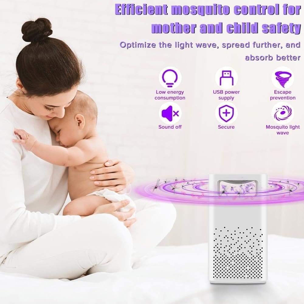 Mosquito Zapper, Necomi Bug Zapper & Fly Killer Bug Zapper, Mosquito Killer, Mosquito/Fly Trap, USB Powered UV LED, Indoor Mosquito Zapper for Bedroom, Living Room, Kitchen, Office（White）