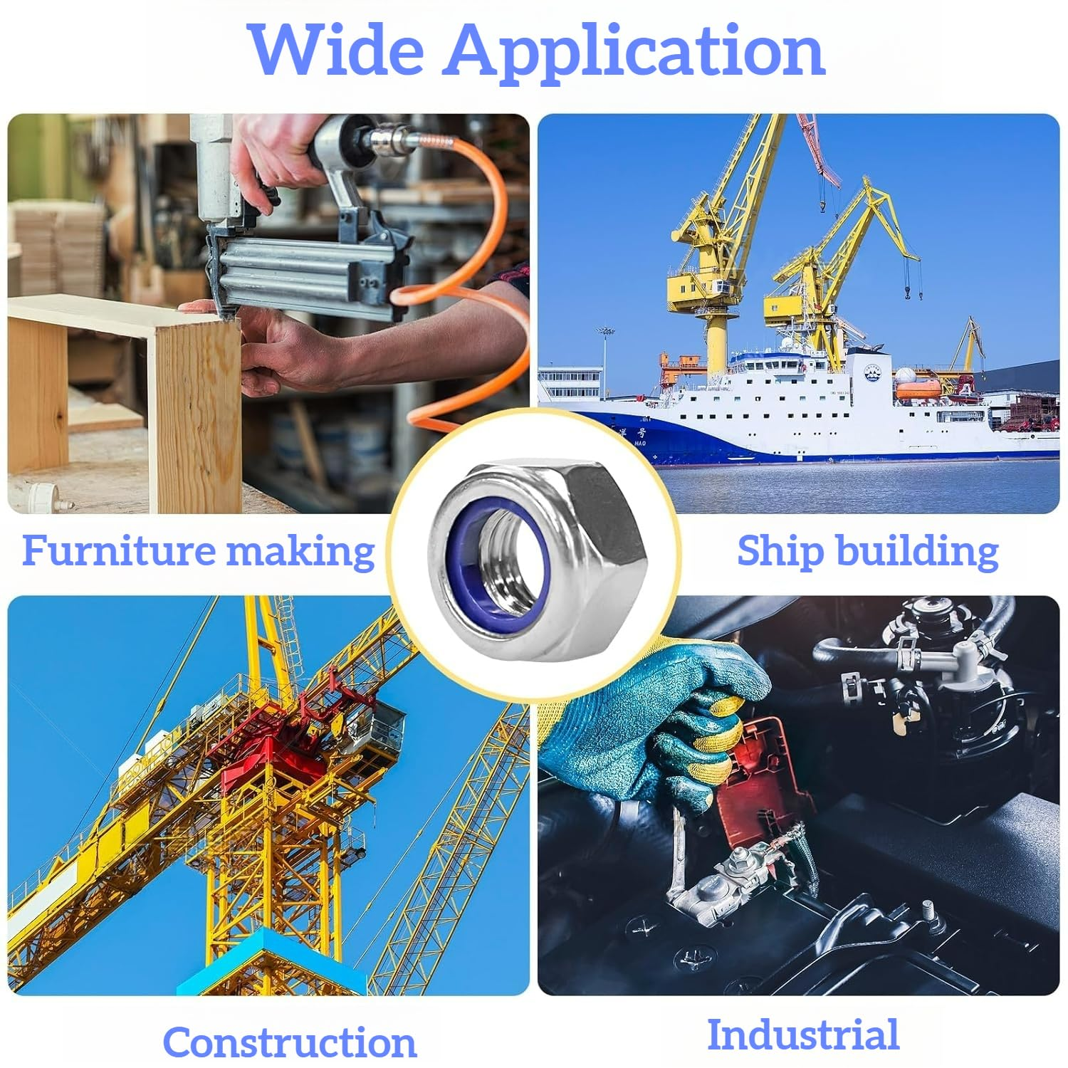 Locknuts Assortment Kit,M2 M2.5 M3 M4 M5 M6 M8 210PCS Metric Nylon Insert Lock Nuts Set,304 Stainless Steel Lock Nuts for Bolt (210 Set) image number 2