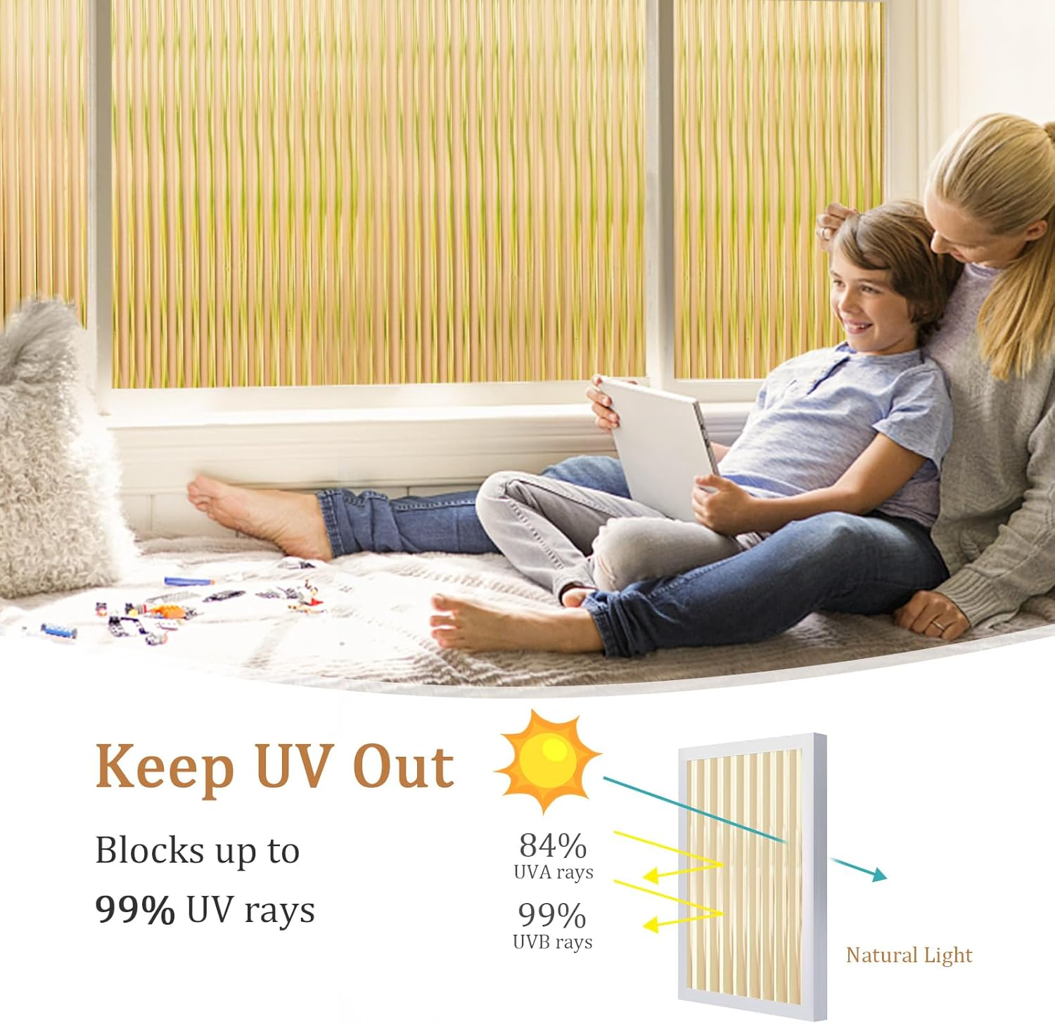 Beautyhero Window Privacy Film, Stained Glass 3D Reeded Frosted Stickers for Bathroom, Adhesive Decorative UV Blocking, 23.6X78.7 In image number 3