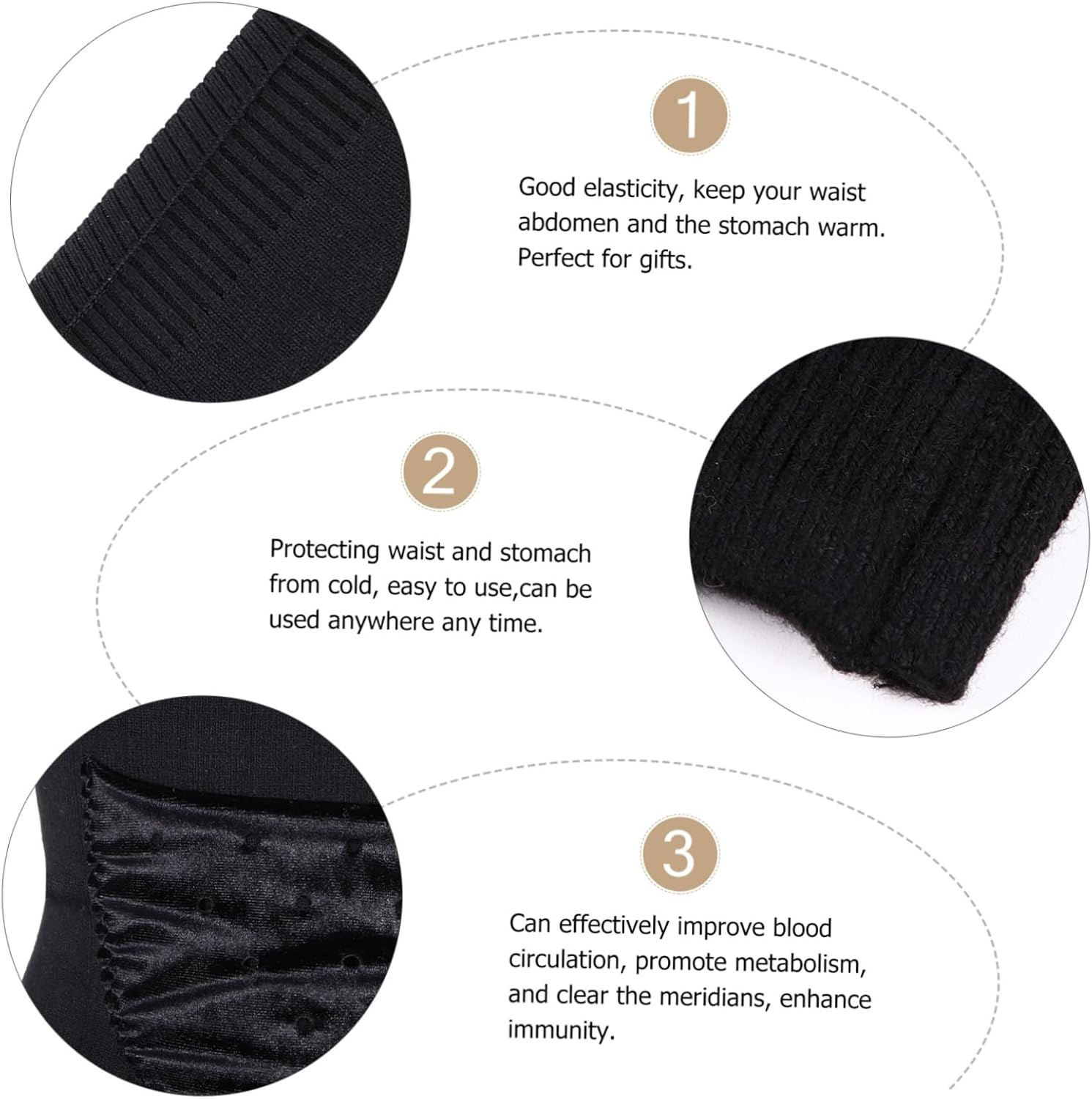 Wool Kidney Warmer Belt Unisex Thermal Waistband for Stomach Protection Comfortable and Elastic Support for Lower for Outdoor Activities And image number 5