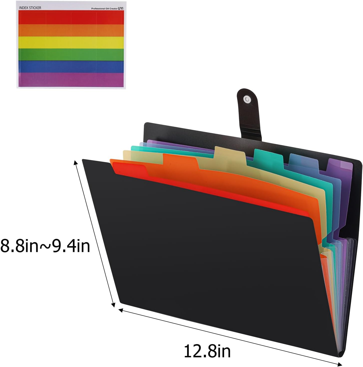 BTYMS 7-Pocket Expanding File Folder with Rainbow Interior 32.5X24Cm Document Folder&ndash; Letter Size Accordion File Organizer, Durable Document Organizer for School, Office, Home Supplies (Black) image number 1