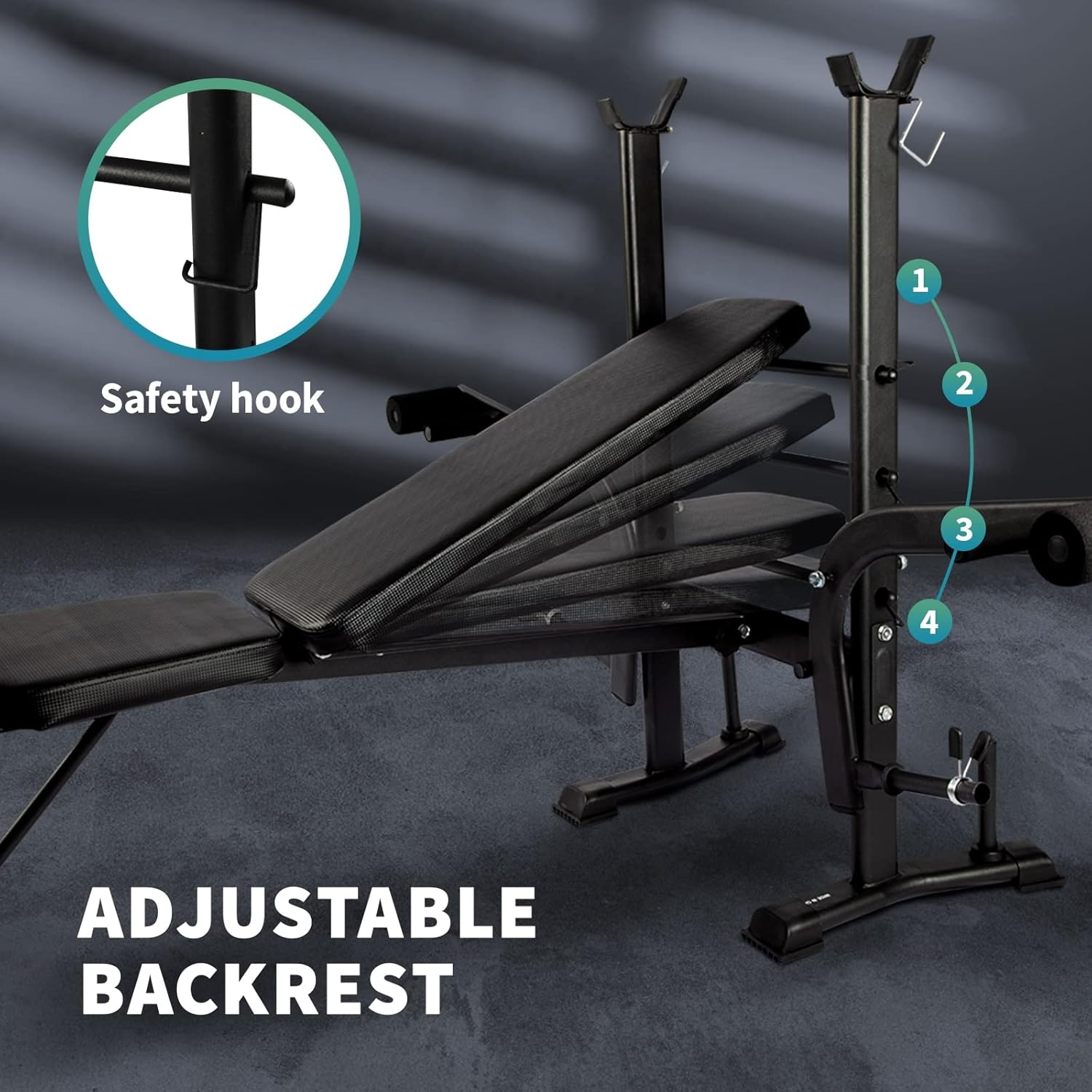 FINEX Olympic Weight Bench, Multi-Station Exercise Strength Training Workout Bench for Home Gym, 250KG/330KG Weight Capacity image number 3