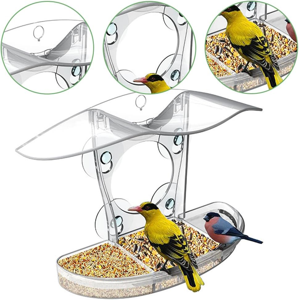 Window Bird Feeder,Clear Feeder,Outdoor Bird House,Wildbird Feed Tool,Acrylic Bird Cage,For Observation, Easy to Clean Outdoor Animal House for Wild Animal Watching,For Seniors, Bird Lovers image number 5