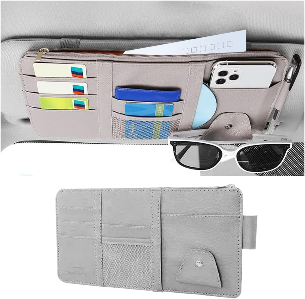 2 PCS Car Organizer Storage CD DVD Cards Sunglasses Decor Registration and Insurance Holder Case Sun Visor Accessories (Black)
