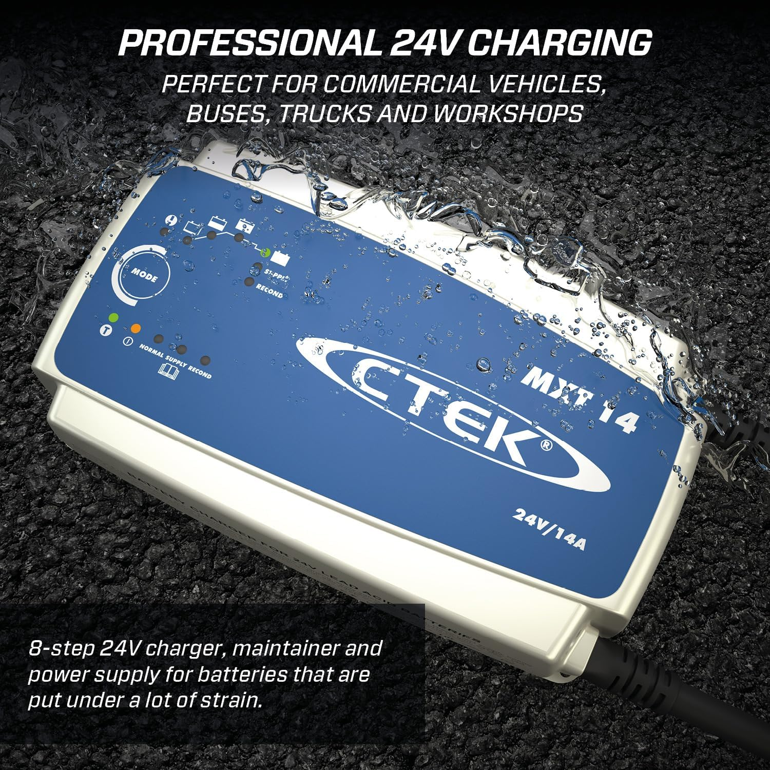 CTEK MXT 14 Professional 8-Stage Smart Battery Charger, 24V, 14A image number 1