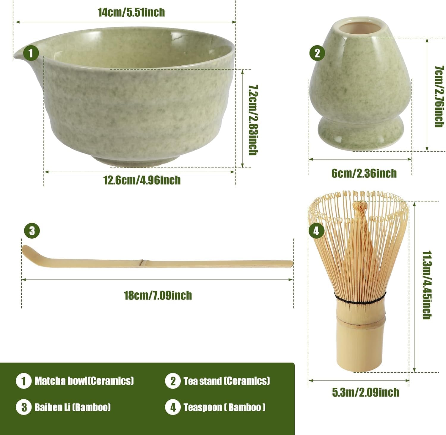 7 PCS Matcha Whisk Set, Japanese Household Matcha Tea Set Kit with Handcrafted Bamboo Whisk Matcha Scoop Matcha Stand Matcha Bowl for Matcha Tea Lovers image number 4