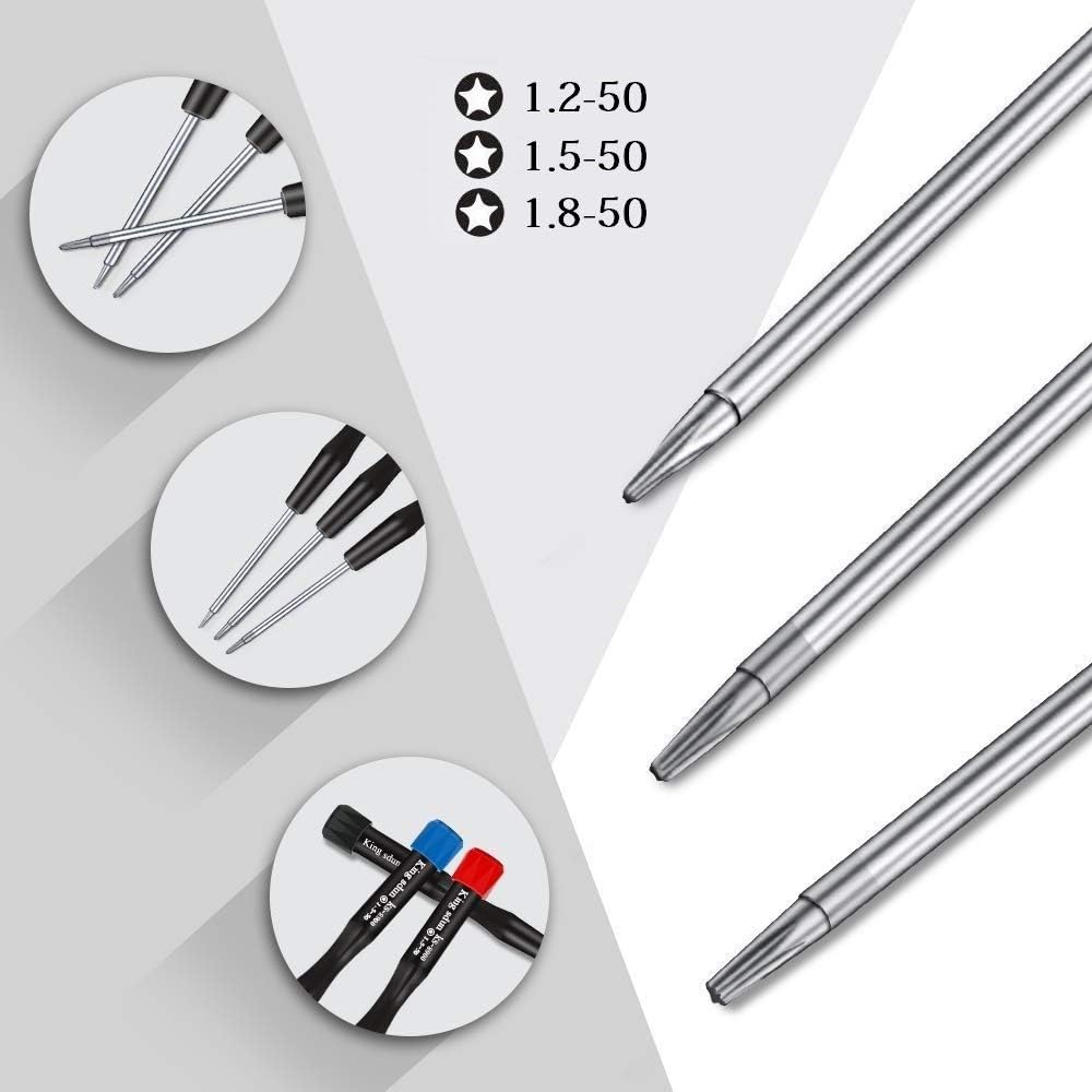 Pentalobe Screwdriver Set, 5 Point 5 Star 0.8 Mm, 1.2 Mm and 1.5 Mm Pentalobe Screwdriver or P2 P5 P6 or Ts1 Ts4 Ts5 and T5 Torx for Iphone Macbook Pro Air Repair Tool Set image number 4