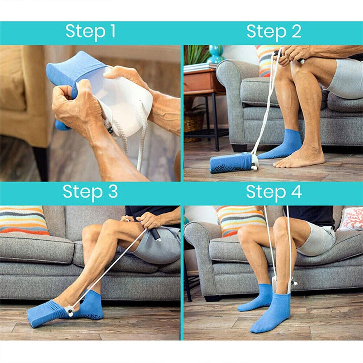 AIMALL Easy Sock Aid for Elderly and Pregnant, No-Bend over Sock Assist Device with Pull Ropes, Lazy Sock Wearer Helper, Durable and Simple to Use