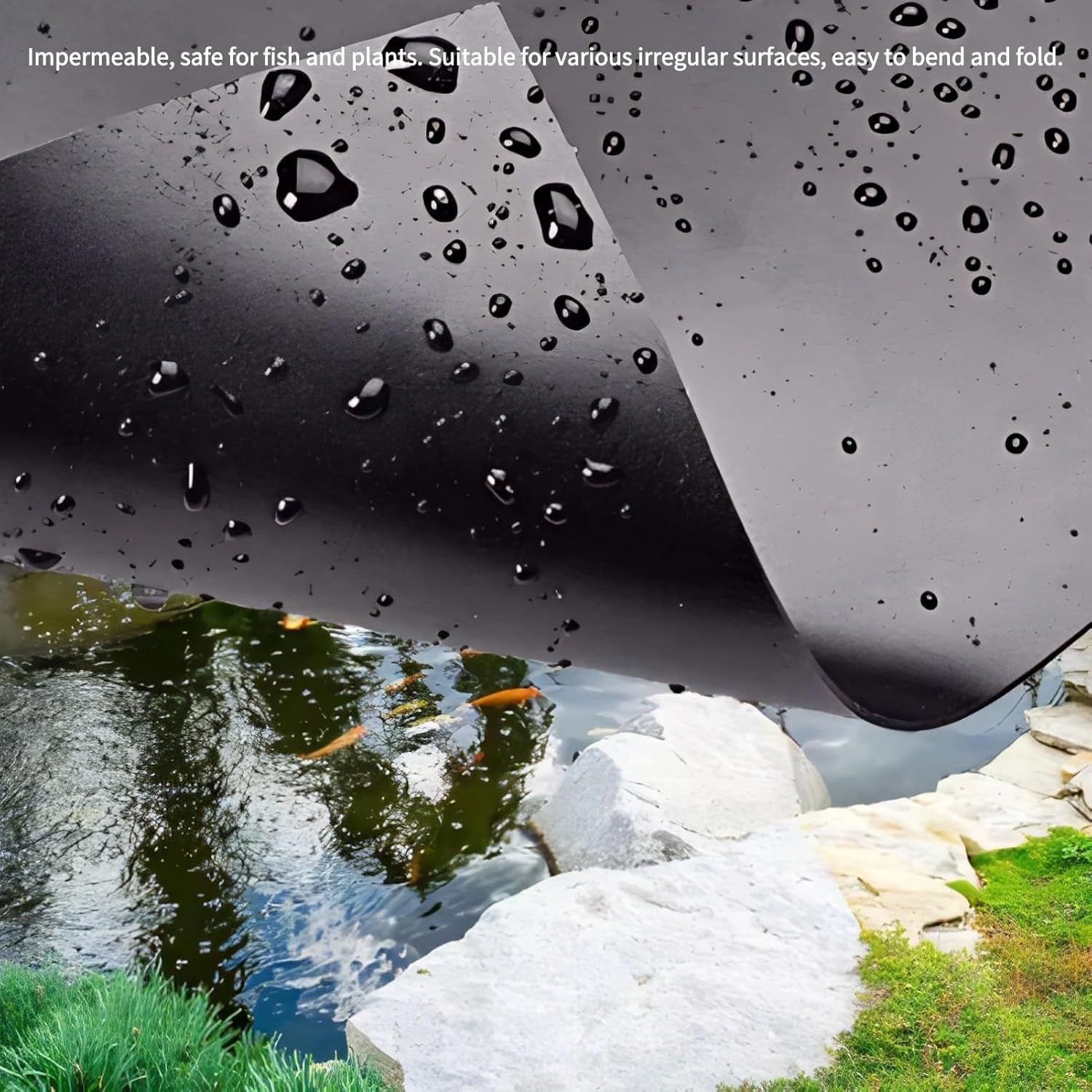 Black Pond Liner, PE Durable Pondliner for Waterfall Fish Ponds Garden Fountain, Fish Pond Plastic Liner (2 * 2M) image number 4