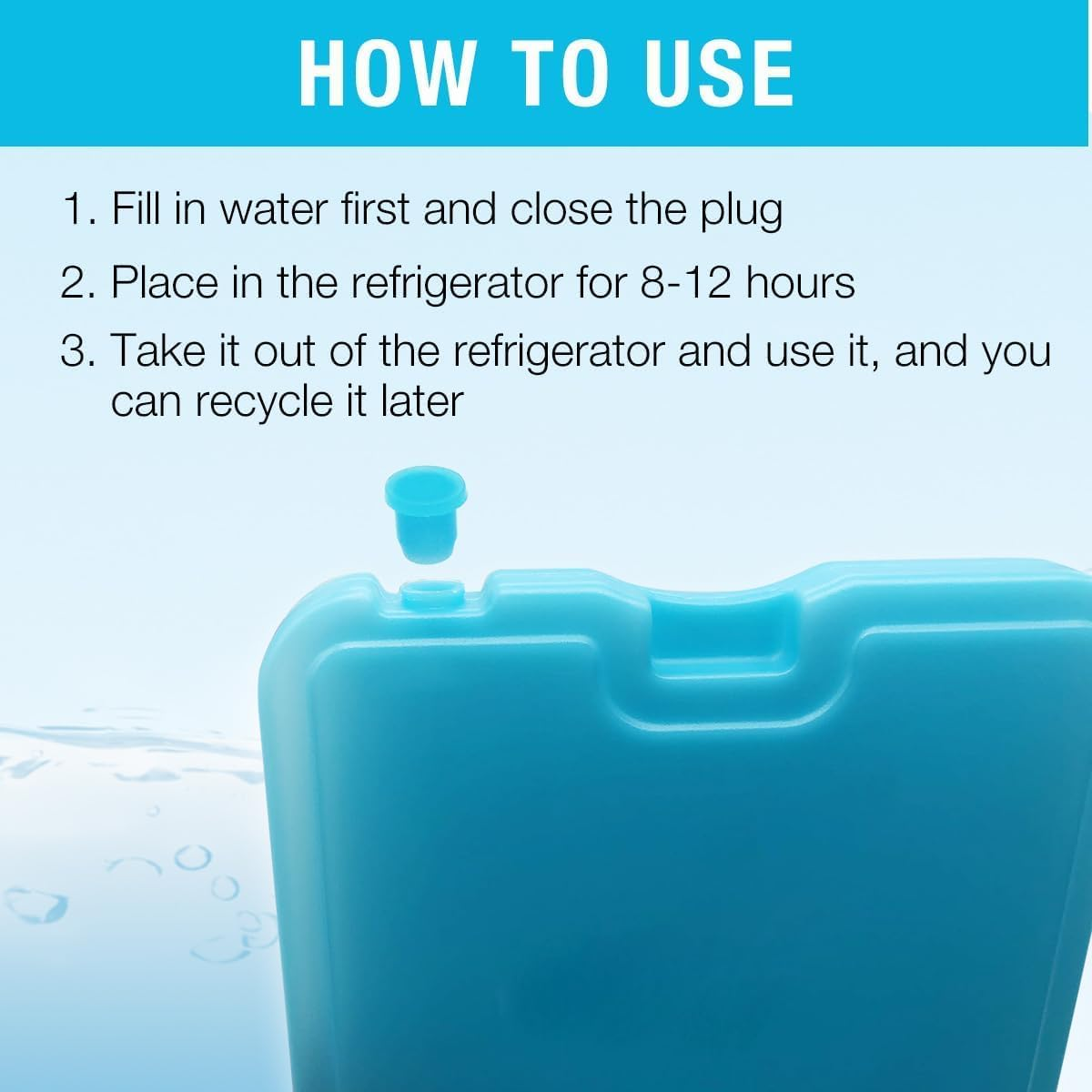 Home Times 8 Pack XL Slim Ice Packs, Quick Freeze Space Saving Long-Lasting Reusable Ice Packs for Lunch Boxes or Coolers(Empty Box without Water) image number 1