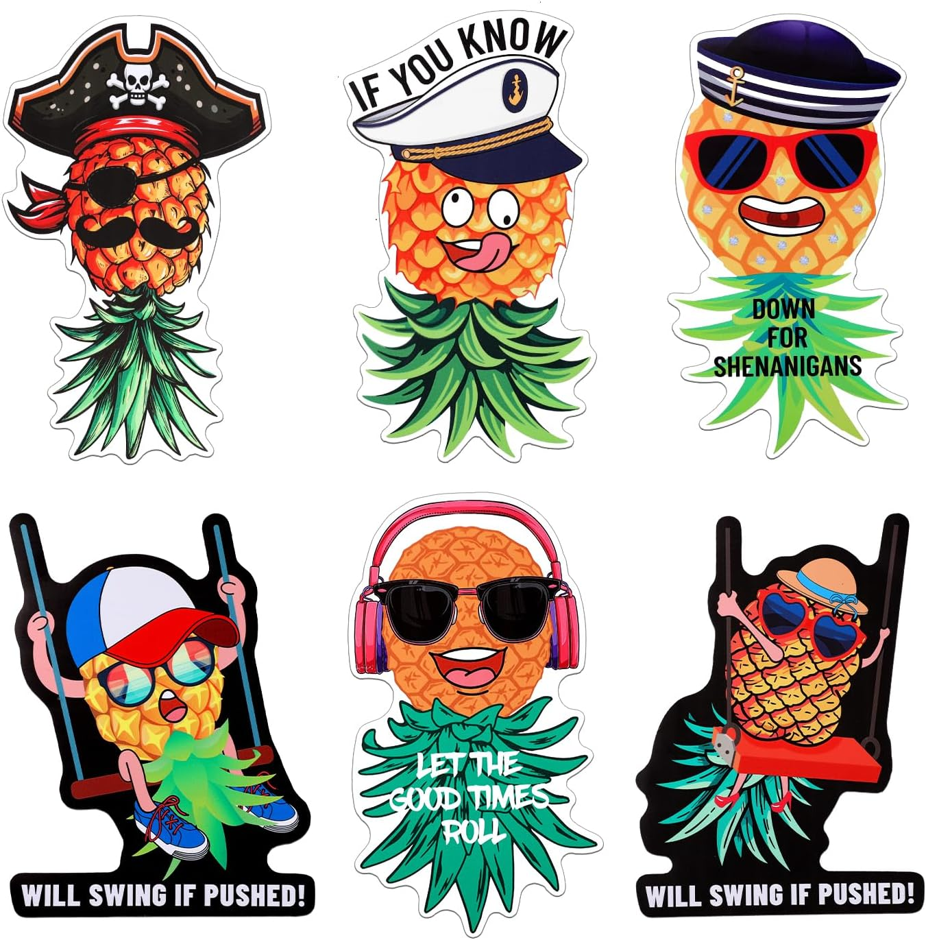 6Pcs Upside down Pineapple Cruise Door Magnets, Funny Large Carnival Ship Cabin Door Decoration Magnetic for Refrigerator Fridge Car Decor image number 6
