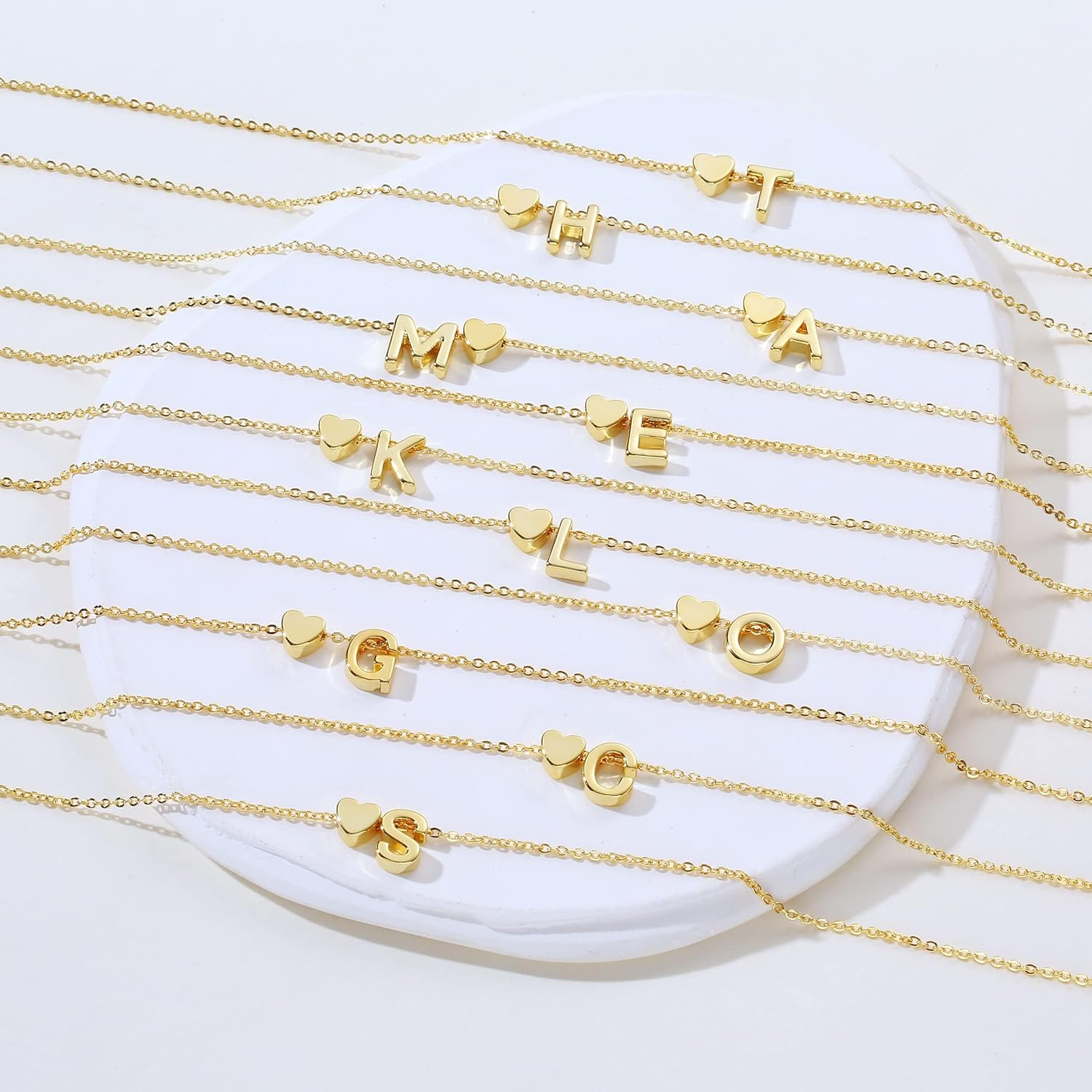 Initial Heart Necklace Gold Dainty Letter Pendant Tiny Heart Necklace for Women image number 6