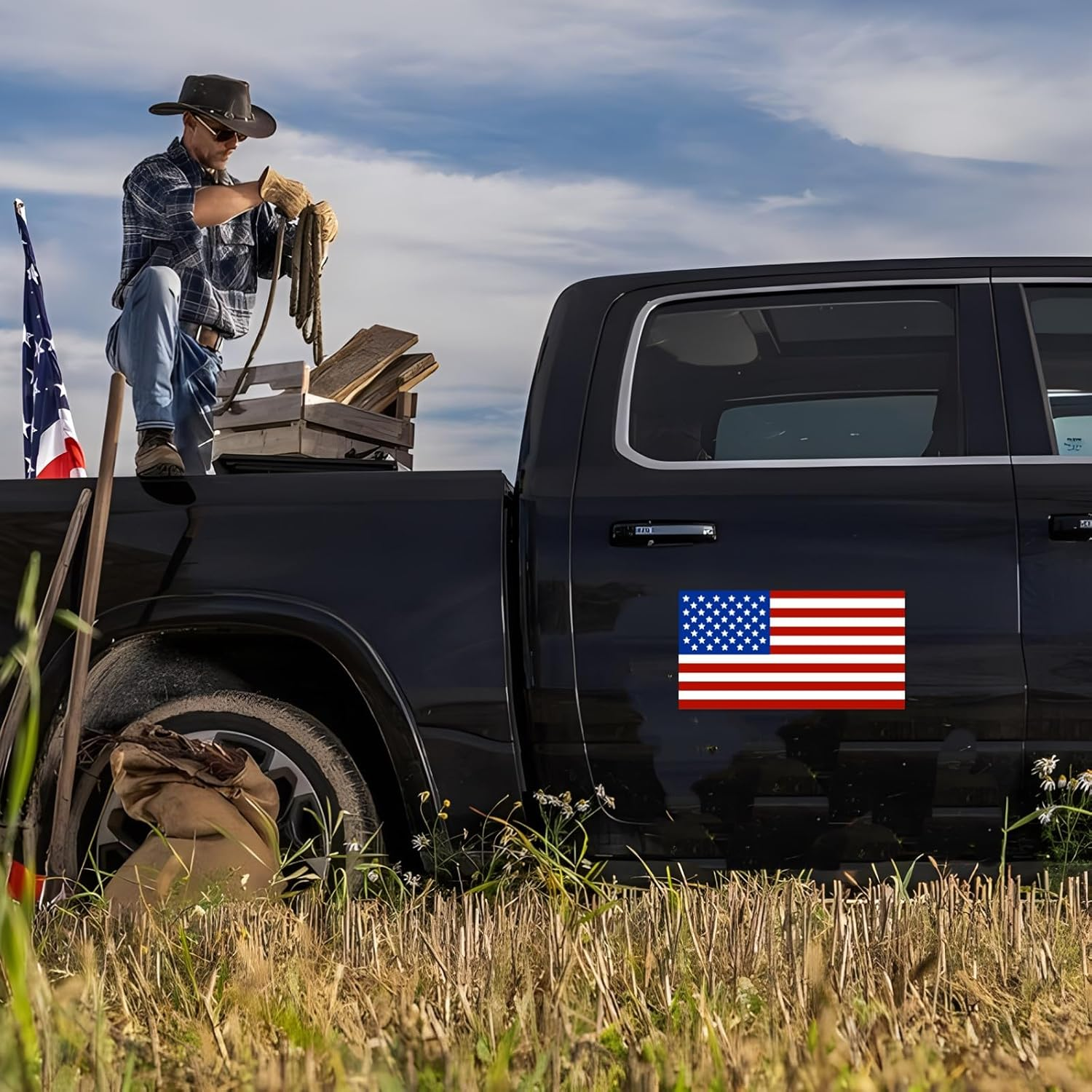 2 Pcs Veteran Flag Vehicle Magnets, American Flag Magnet, High Grip Magnetic Vinyl image number 1