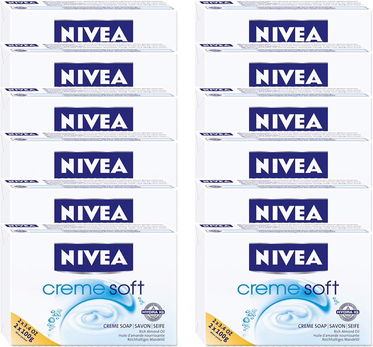 Nivea Creme Soft Creme Soap, Pack of 12 (2 X 100 G), Hand Wash Gently Cleanses and Cares for Your Skin, Hand Soap Protects Your Hands While Washing
