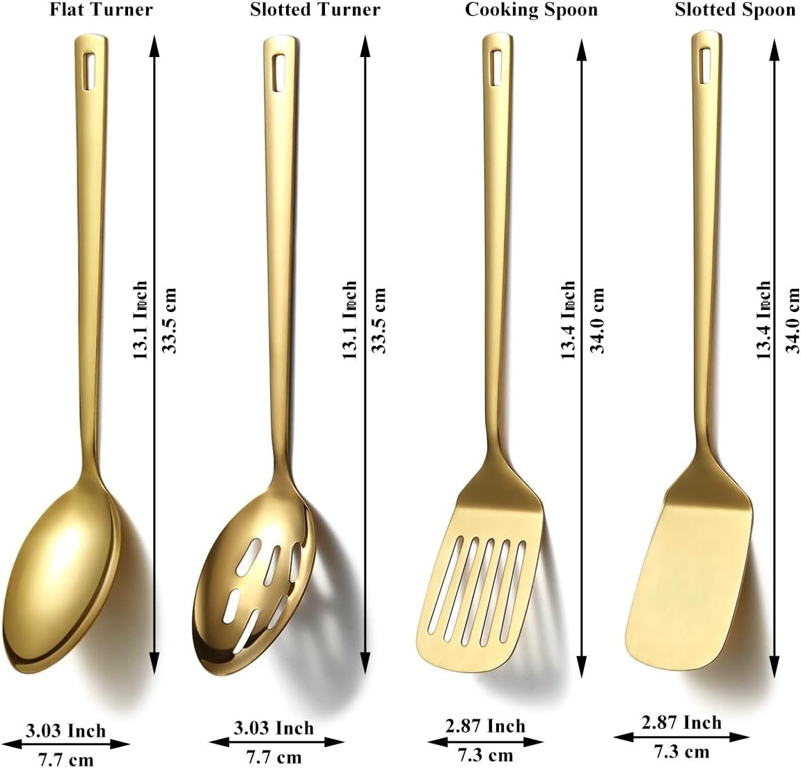 HOMQUEN Gold Kitchenware Set 4Pcs, Titanium Gold Plating Stainless Steel Cookware Set, Kitchen Tools Spatulas Set, Cooking Spoons, Home Essentials Kitchen Gadgets Accessories - 2.Gold image number 6