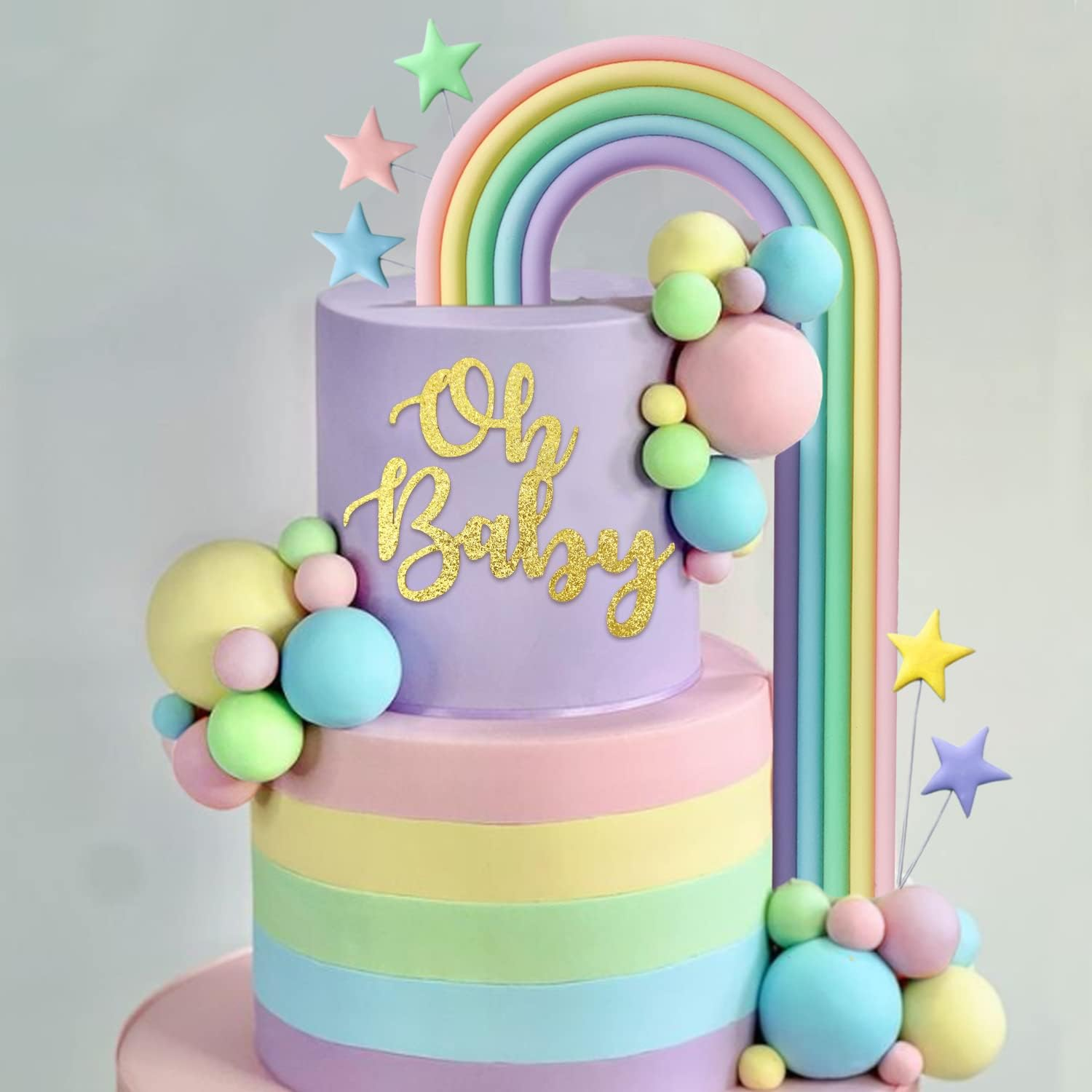 HAVAGDTM 27 PCS Oh Baby Cake Toppers Rainbow Decorations for Shower Born Birthday Welcome Themed Party Supplies HAVA-LS-KJ-ZXG017 image number 1