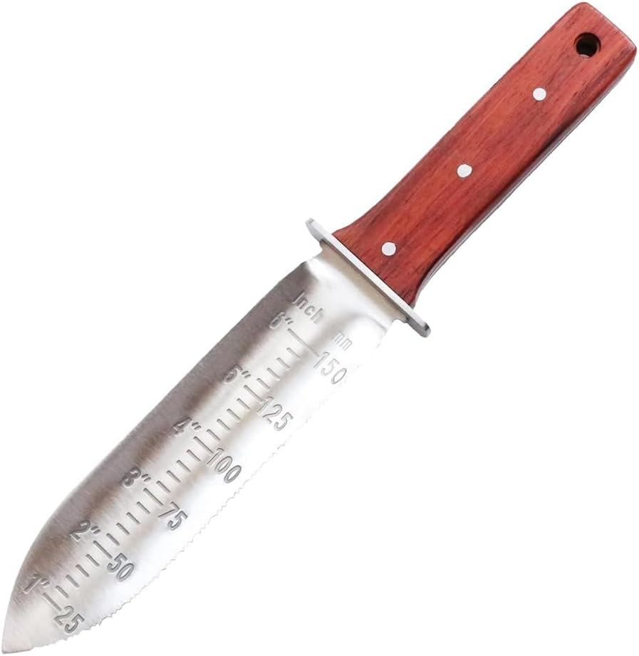 AIMALL Garden Shovel and Pruning Saw Tool Set, 12.32In Outdoor Soil Digging Knife with Leather Case, Multi-Function Weeding and Transplanting Knife for Potted Plants image number 1