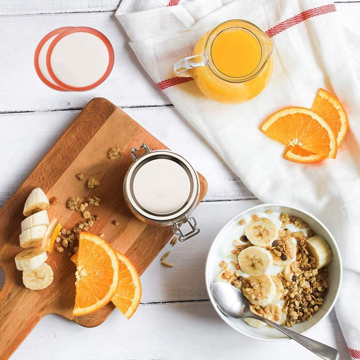 THJOPOKEEL 100 Count 86Mm Wide Mouth Canning with Silicone Sealing Ring Is Suitable for Sealing Ring, Jjp-68 image number 1