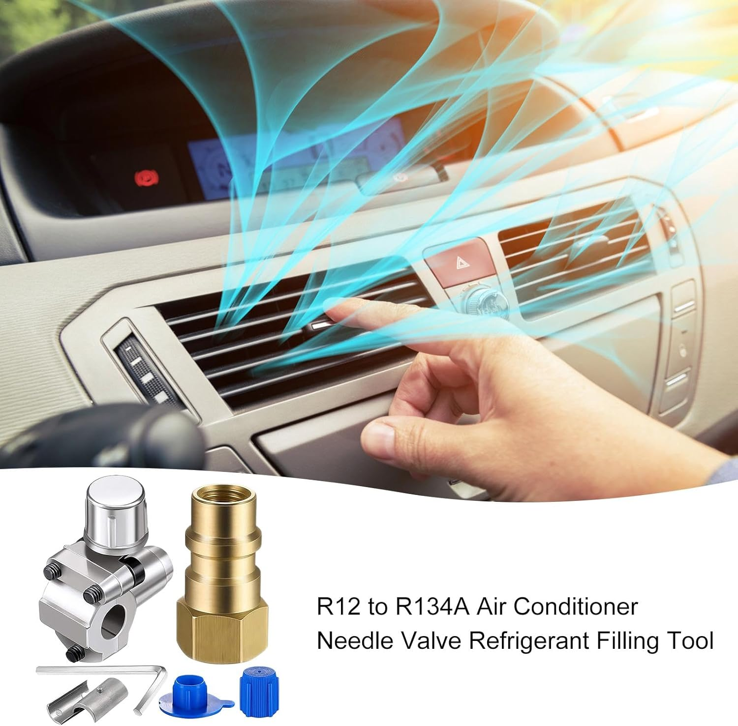 Car Air Conditioner Recharge Kit - Puncture Style R134A Dispenser - Puncture R134A Dispenser, AC Refrigerant Adapter Tools, Auto Recharge Equipment image number 6