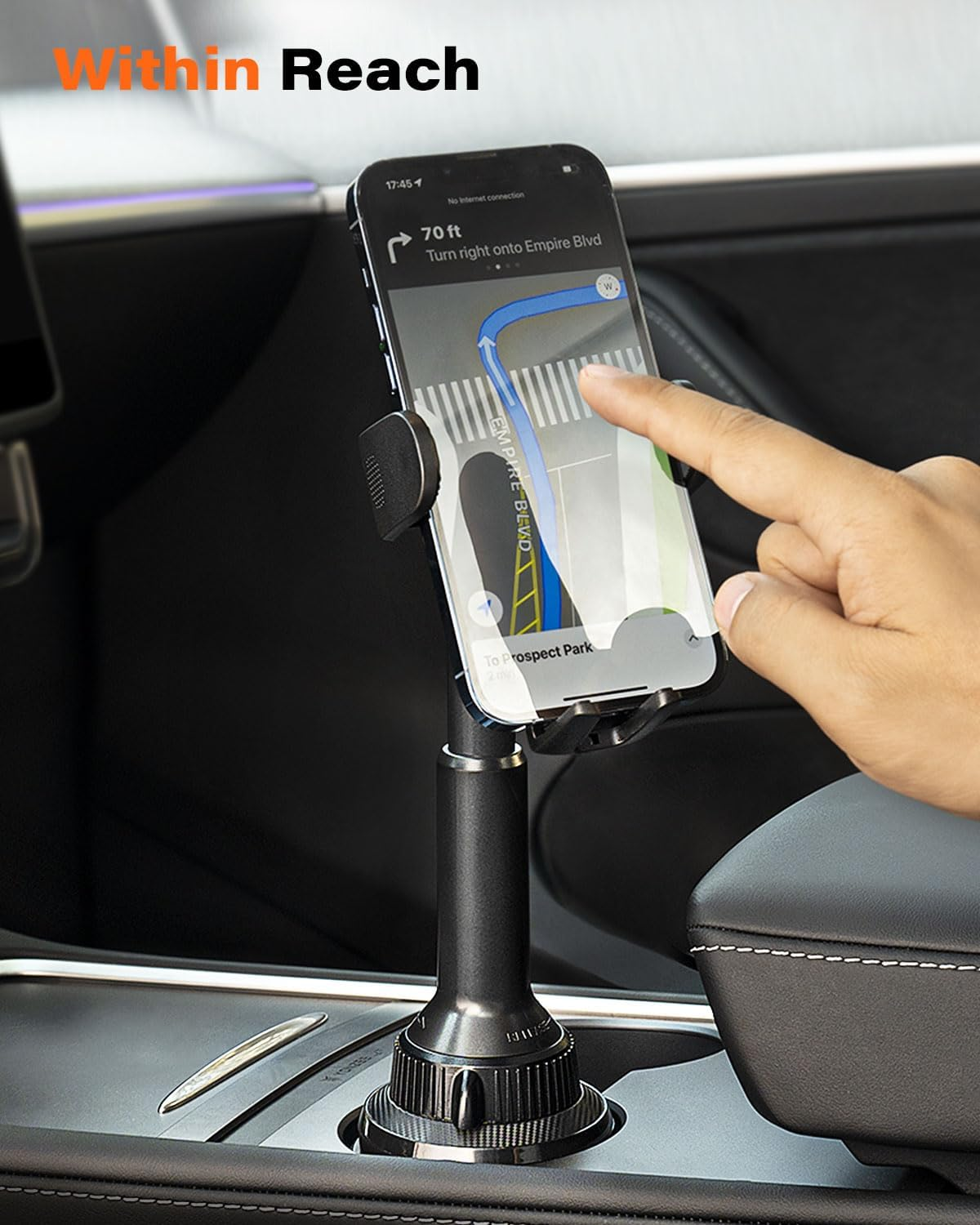 Apps2Car Universal Car Cup Phone Holder | Quick Extension Long Arm | 360&deg; Swivel | Adjustable for Iphone, Samsung, Google, and All Smartphones | Stable & No Shake Design image number 2