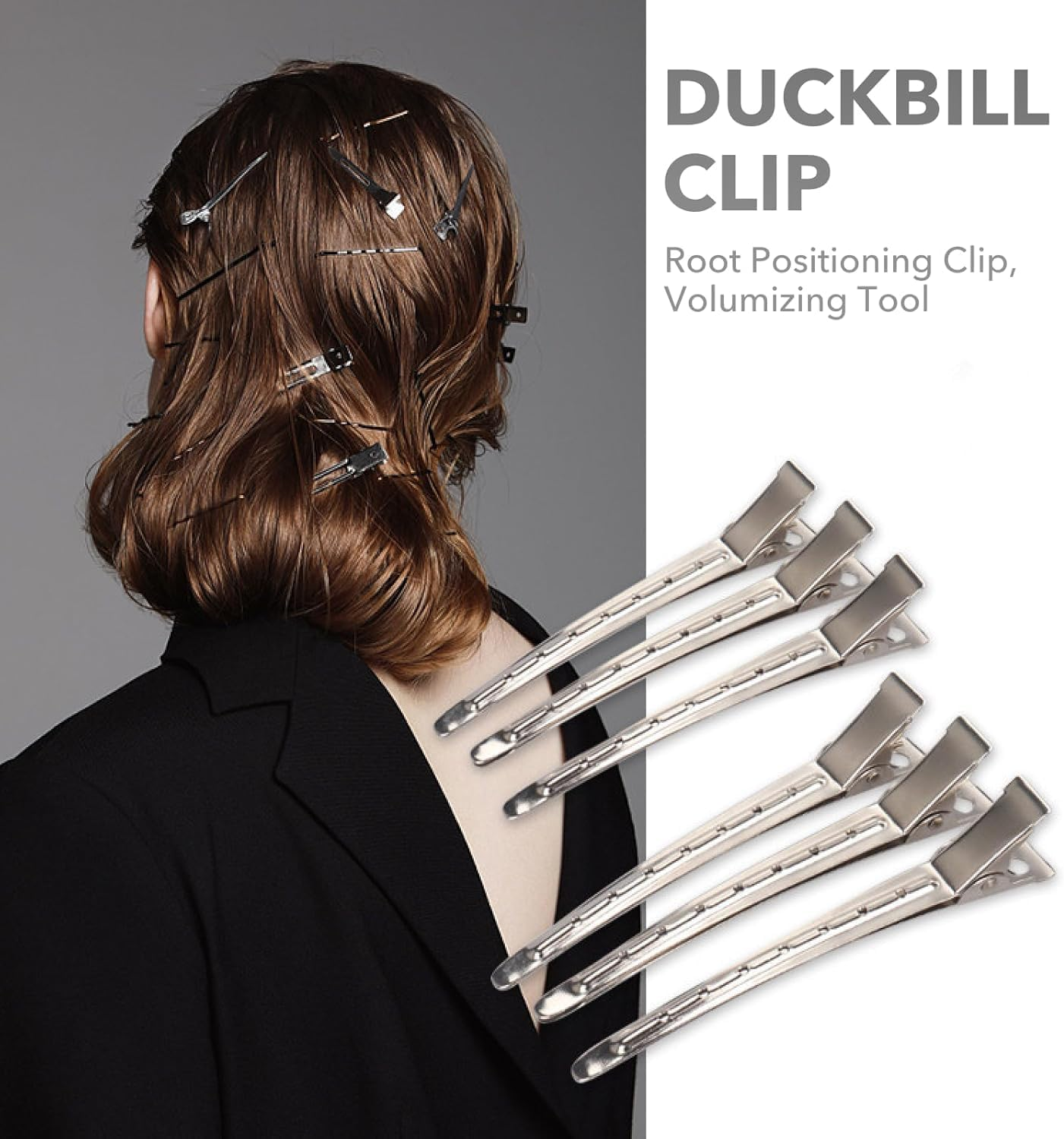 36Pcs Duck Billed Hair Clips for Styling Sectioning, Metal Hair Clips for Women Long Hair, Metal Alligator Curl Clips for Hair Roller Salon(Silver) image number 6