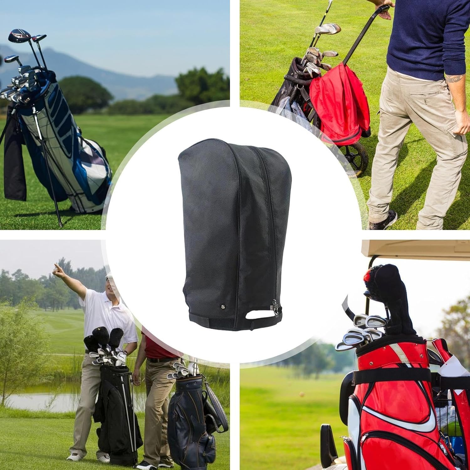 Qkbuza Golf Bag Cover - Rain Hood Dustproof Golf Bag Rain Cover - Portable Club Protector Golf Bag Cover with Snap Button for Golfer image number 5