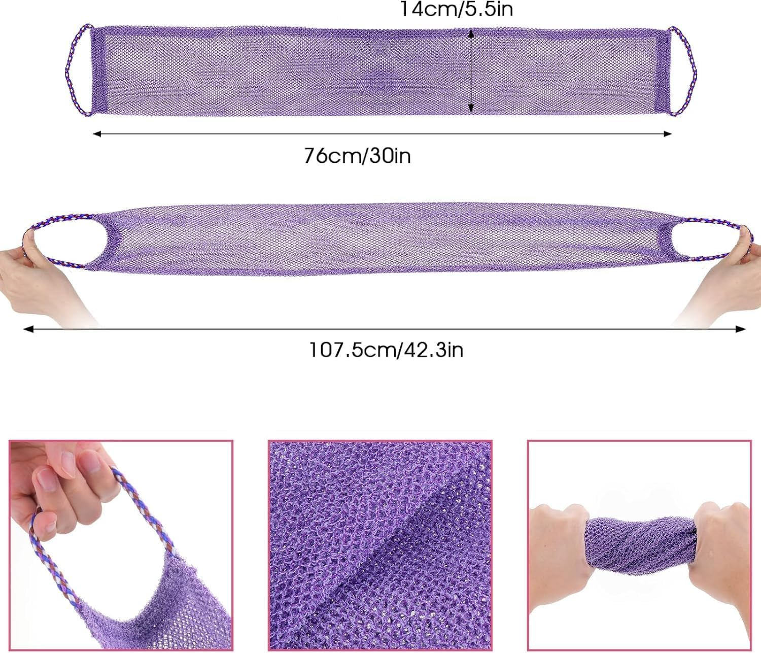 Generic Nylon African Exfoliating Net, 2-Piece Set (Purple + Pink), Traditional Style, Loofah Sponge for Body Washing image number 1