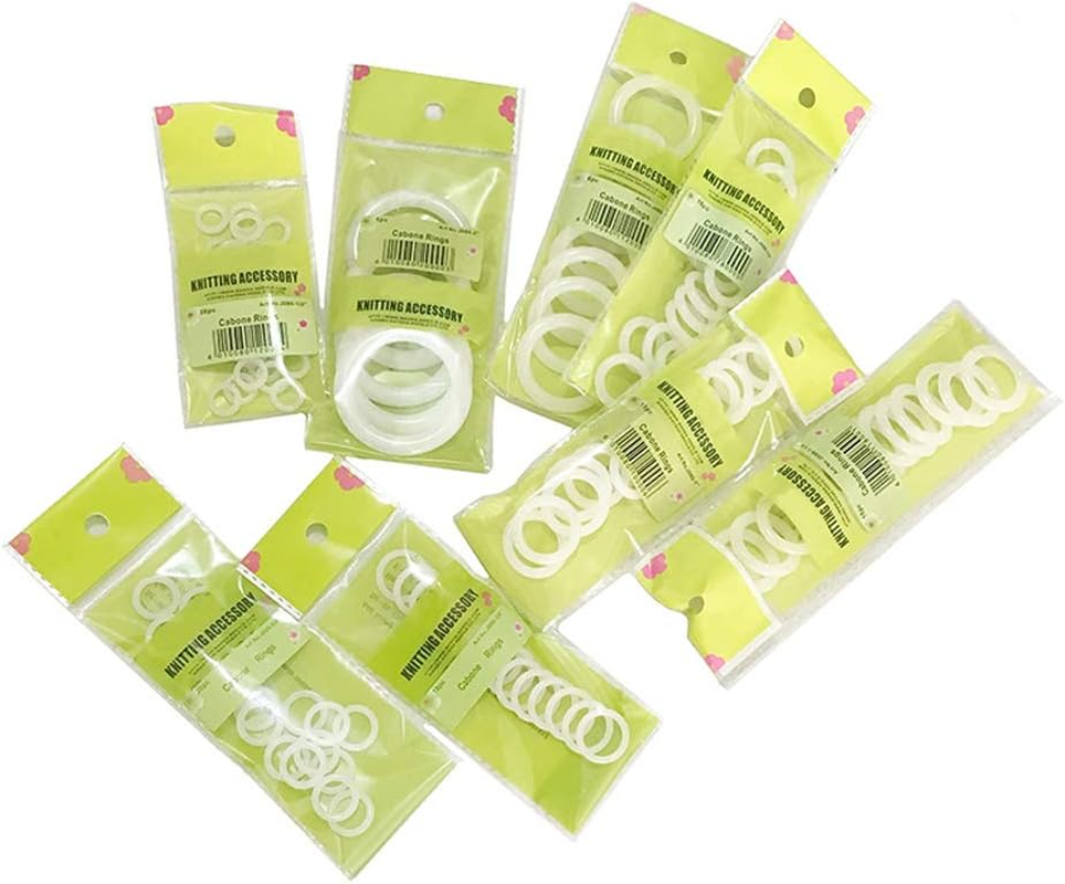 123Pcs O Rings DIY Crochet Circle Hook Sewing Accessories Tool for Crafts, Manual Handbag, Dorset Buttons, Napkin Box, Car Seat Cushion - 8 Sizes White Plastic Curtain Ring image number 2