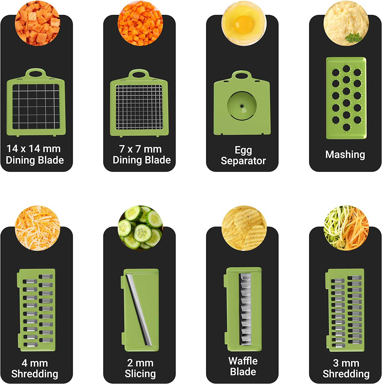 Vegetable Chopper - 15 in 1 Multi-Purpose Mandoline Slicer - Vegetable Slicer - Fruit Cutter with 7 Adjustable Blades & Vegetable Peeler