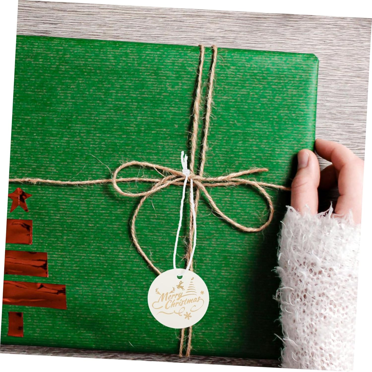 100Pcs Stamped Christmas Labels Christmas Party Tags Christmas Tags Christmas Decoration Holiday Hanging Tags Christmas Name Tags Decorative Tag Xmas Hanging Labels White Paper image number 5