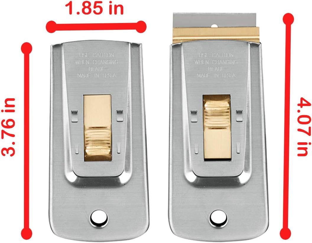 Razor Blade Scraper Tool: Window Scraper, Glass Cooktop Scraper & Paint Scraper, Car Decal, Sticker and Glue Remover Razor Holder with 5 Replaceable Single Edge Blades (2 Sets)