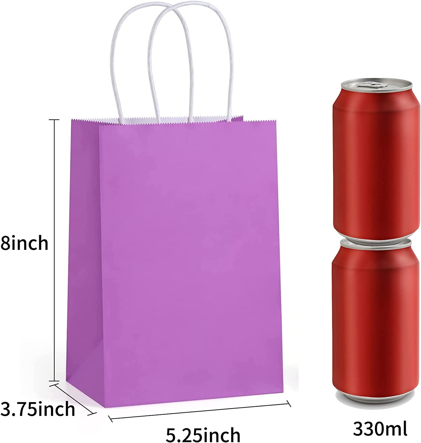 24PCS Small Party Favor Paper Gift Bags with Handles 6 Assorted Rainbow Colors Party Bags Kraft Paper Bags for Wedding Brithday Parties 15 * 8 * 21Cm/5.9 * 3.15 * 8.26In image number 1
