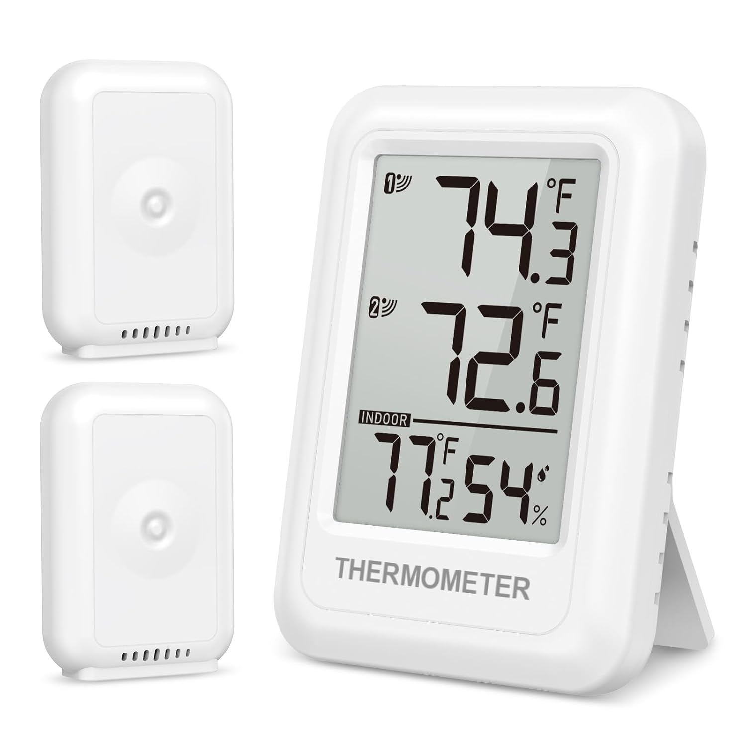 AMIR Indoor Outdoor Thermometer Wireless with 2 Transmitters up to 100M/328Ft, Max/Min Display, Greenhouse Humidity Thermometer for Babyroom Garden image number 2