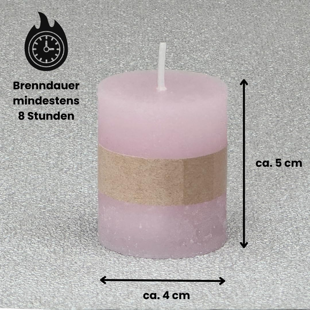 Rustic Mini Candles Approx. 4 X 5 Cm Pillar Candle in Antique Look for the Perfect Atmosphere at Home (24 X Pink) image number 2