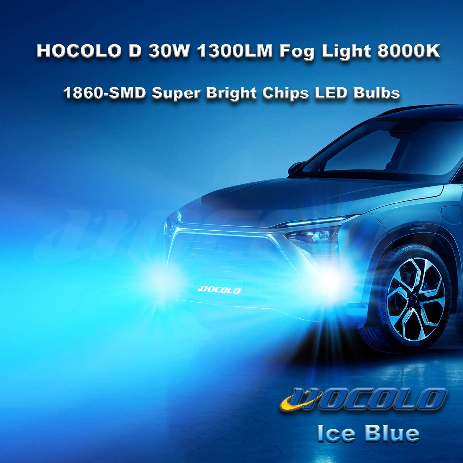 HOCOLO D Serices Ice Blue White Fog Light Bulbs-H1 H3 H7 H8 H4 9005 9006 880 881 2504 5202 (D-H7-Fog/Drl, Ice Blue 8000K)
